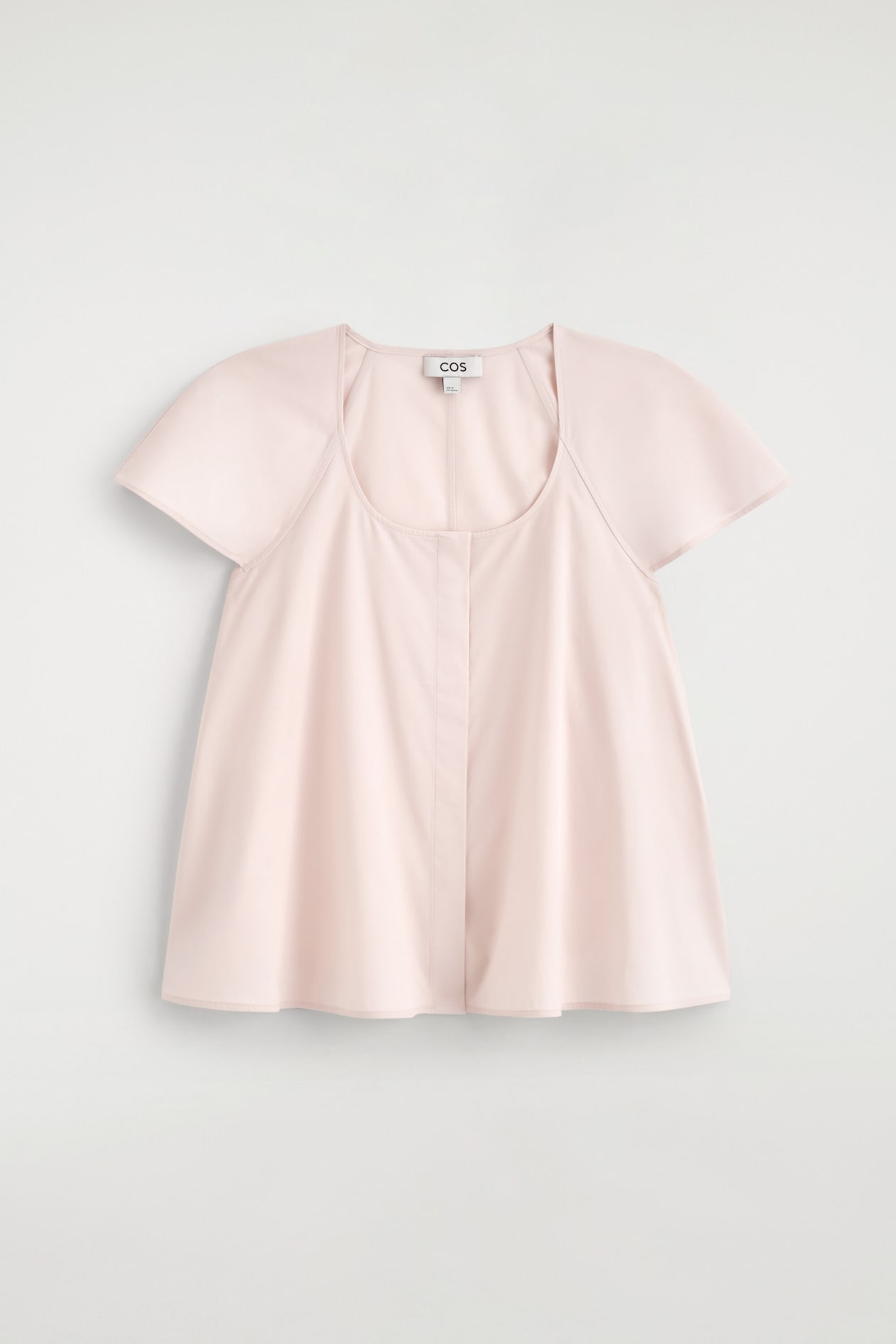 FLUTED-SLEEVE COTTON BLOUSE — PINK