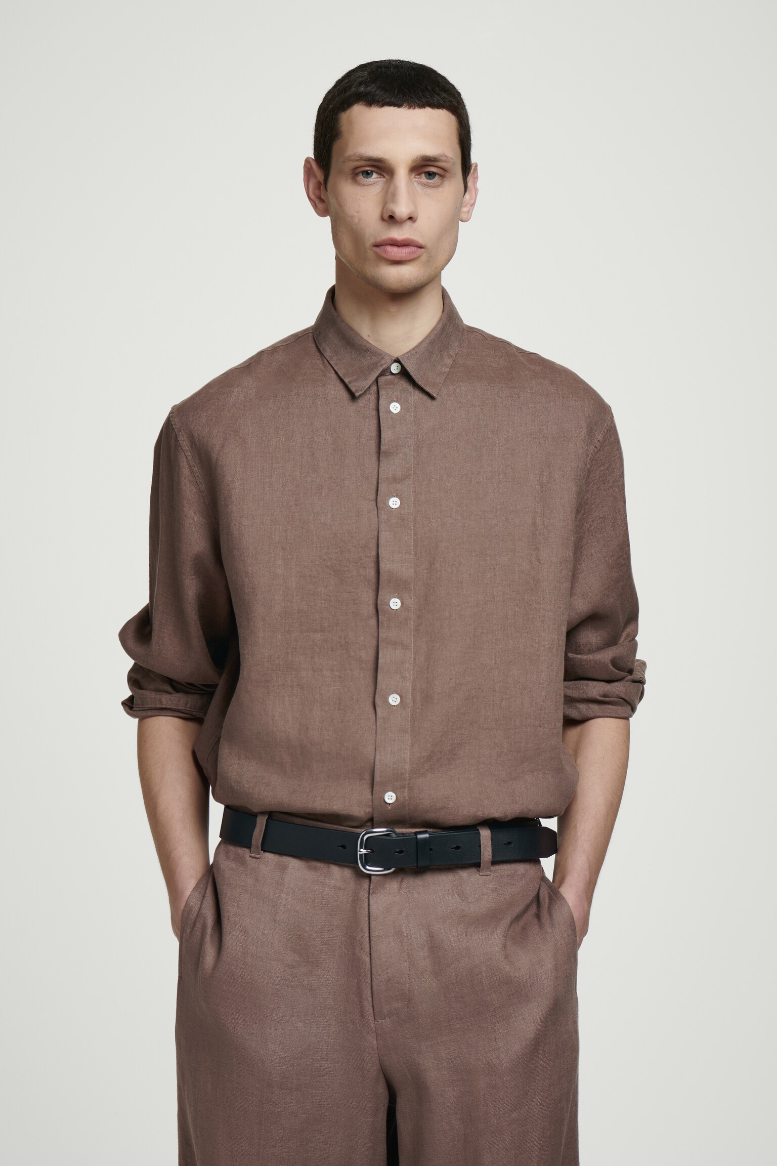 RELAXED LINEN SHIRT - MOLE/BEIGE / STRIPED/WHITE/APRICOT / STRIPED/NAVY