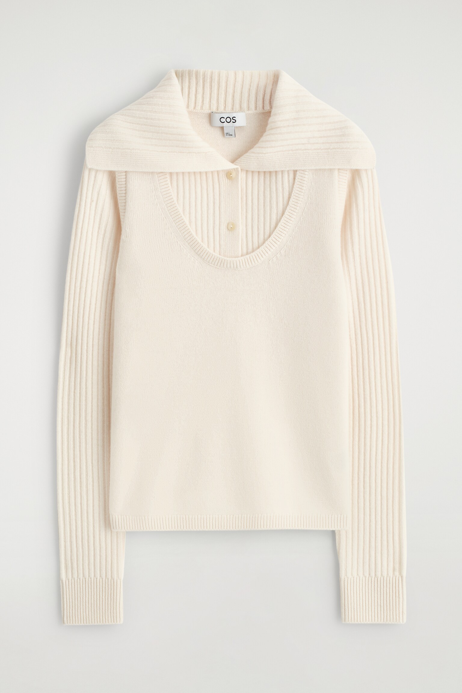 סוודר שכבות מצמר מרינו - שנהב - 2