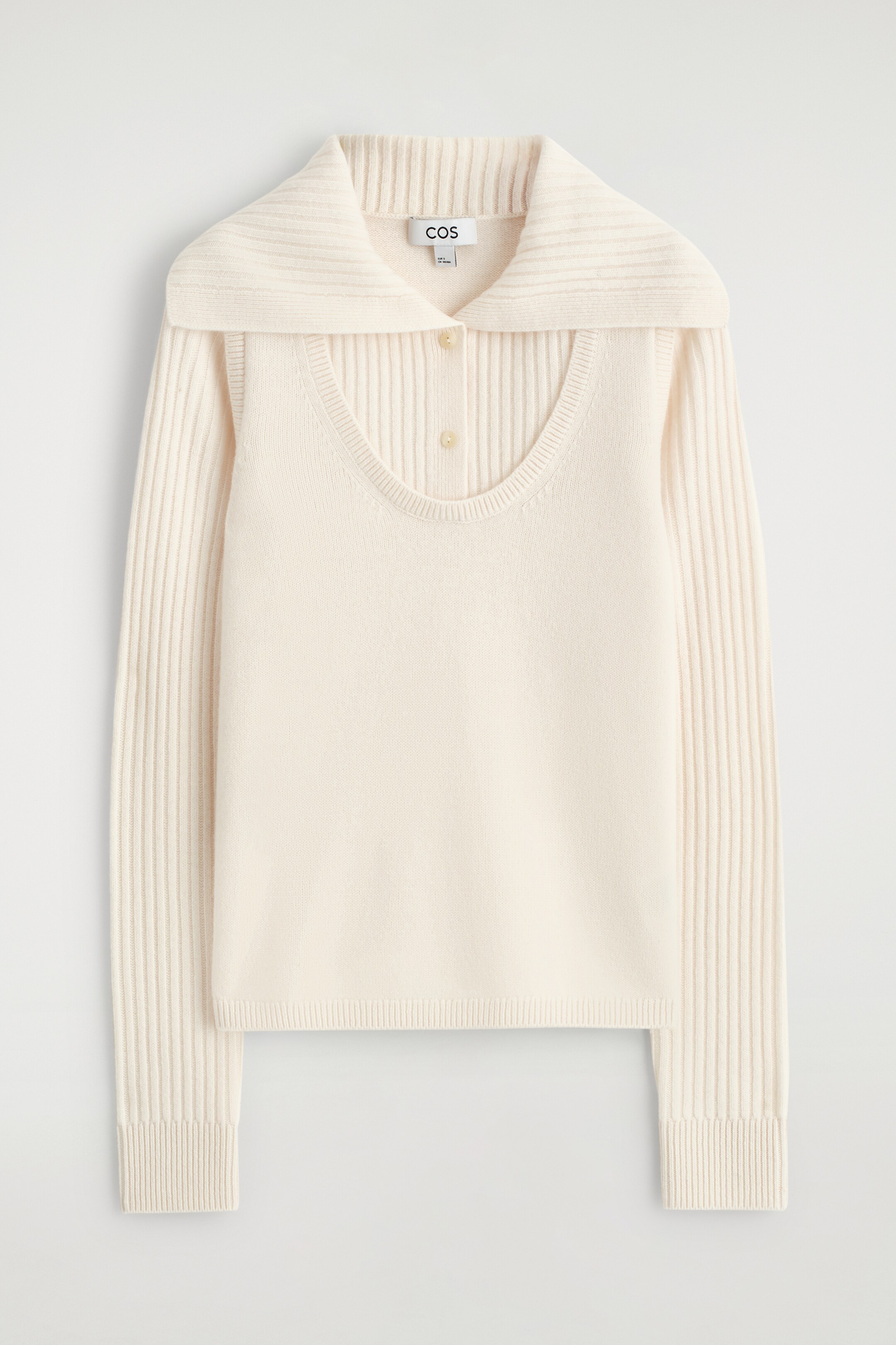 הצגת תמונה גדולה יותר: סוודר שכבות מצמר מרינו - שנהב - Ladies | H&M IL 6