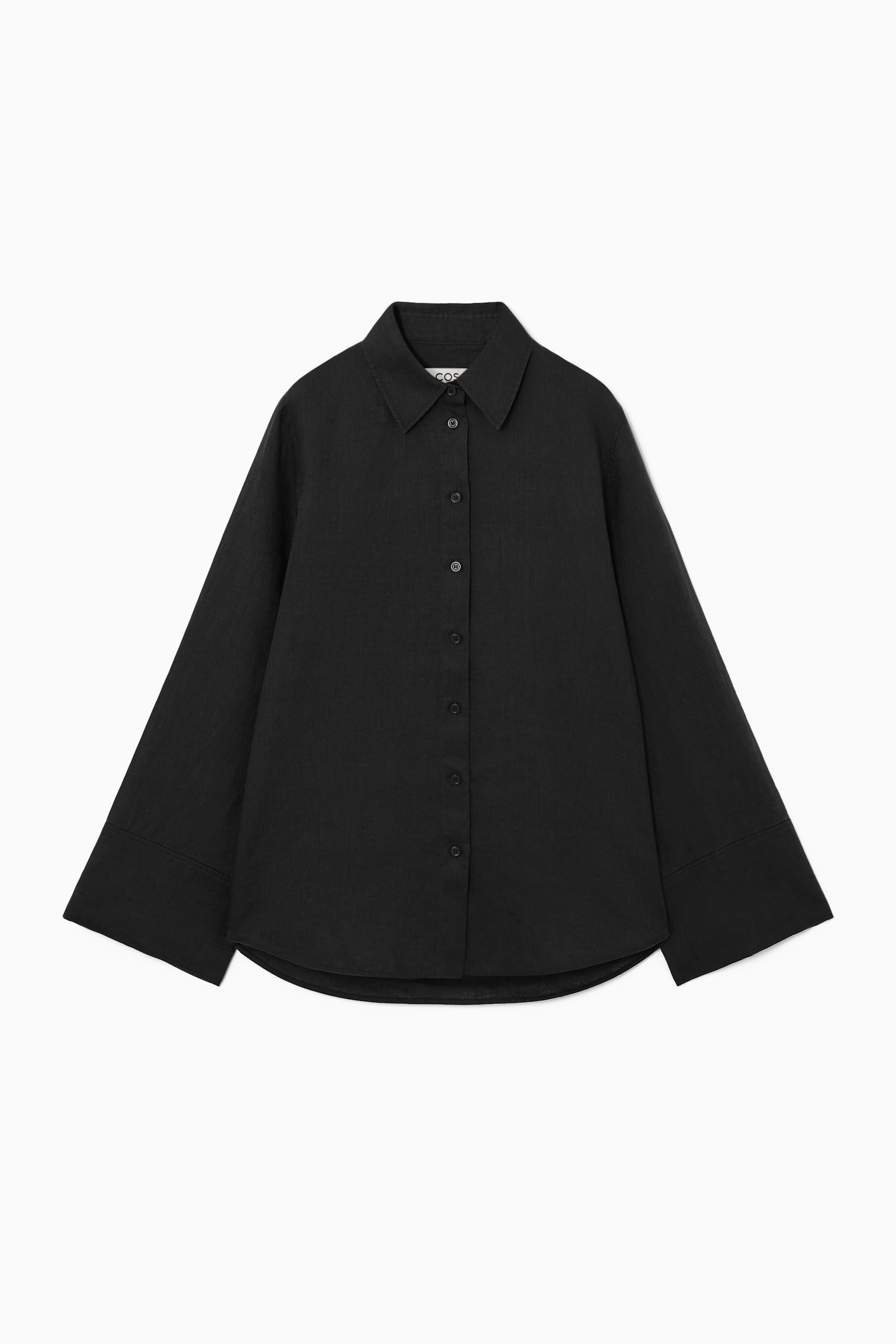 WIDE-SLEEVED LINEN SHIRT - BLACK