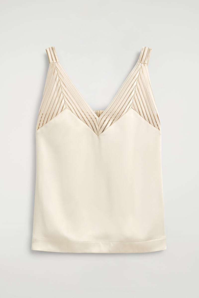 Open-Stitch Satin Cami Top