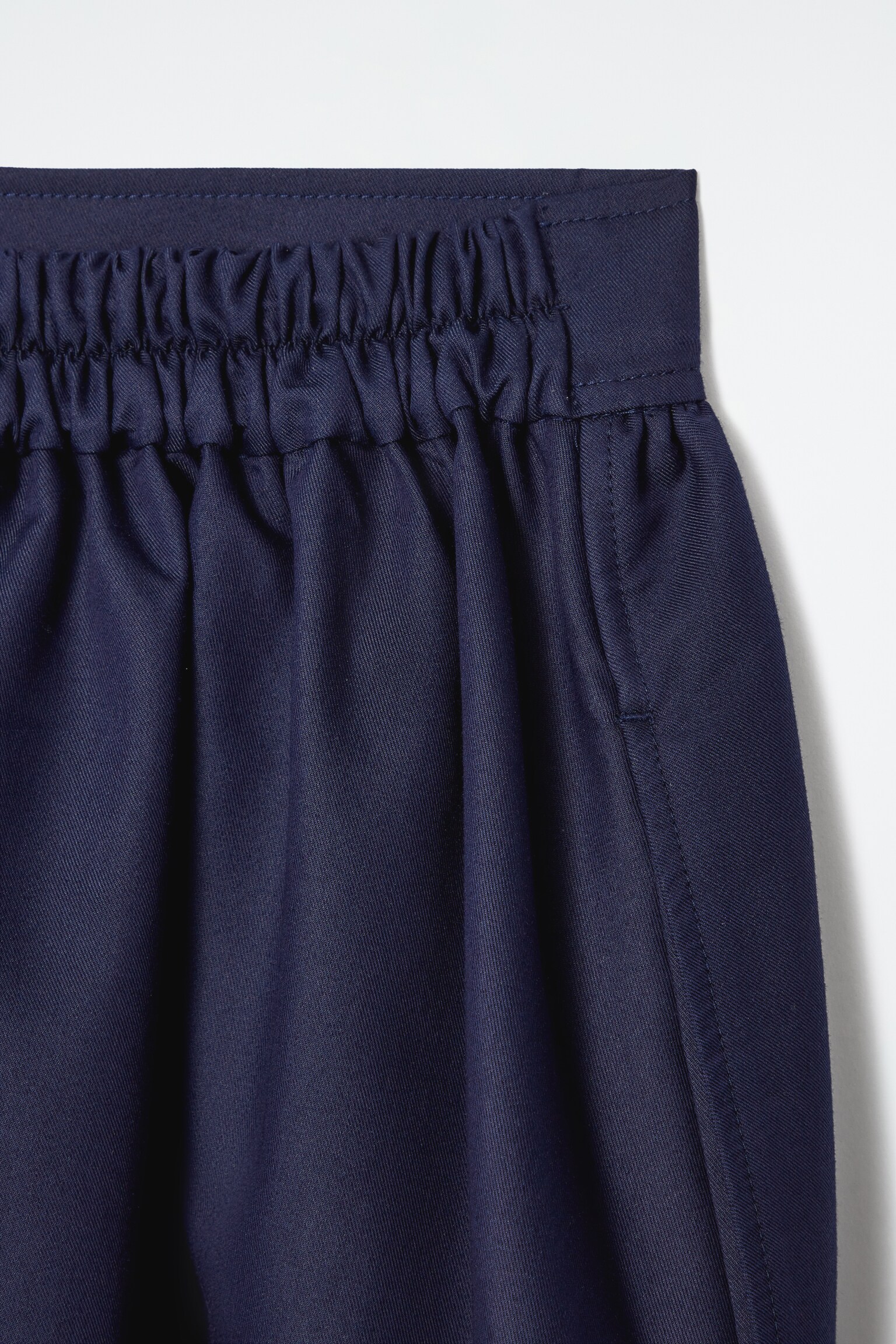 GATHERED A-LINE MIDI SKIRT - NAVY/BROWN - 5
