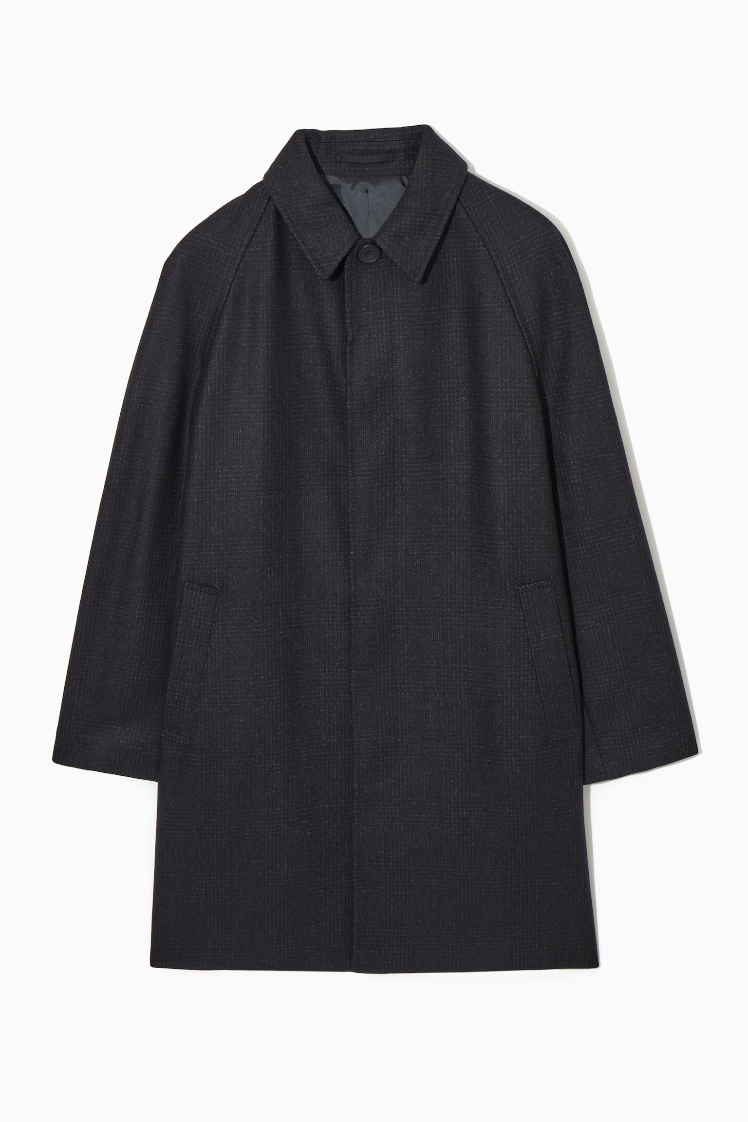 CHECKED FELTED-WOOL CAR COAT - NAVY / CHECKED