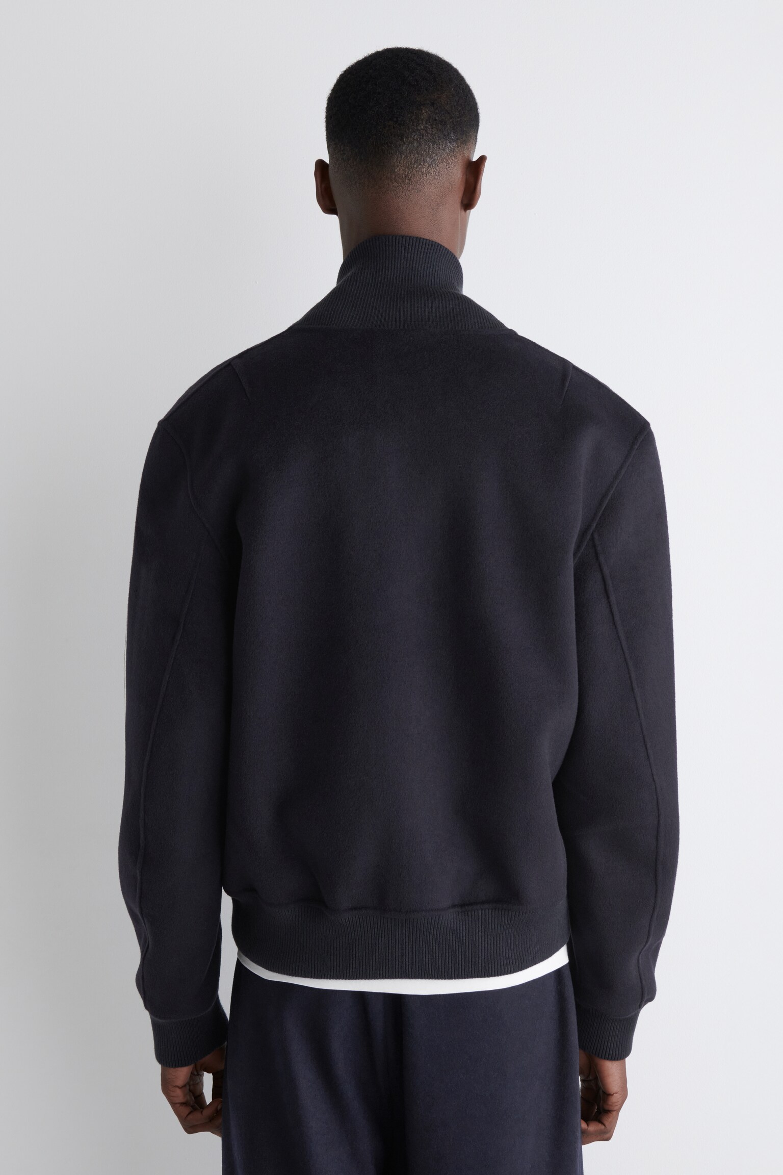 BLOUSON EN LAINE DOUBLE FACE - BLEU MARINE/GRIS FONCÉ - 4