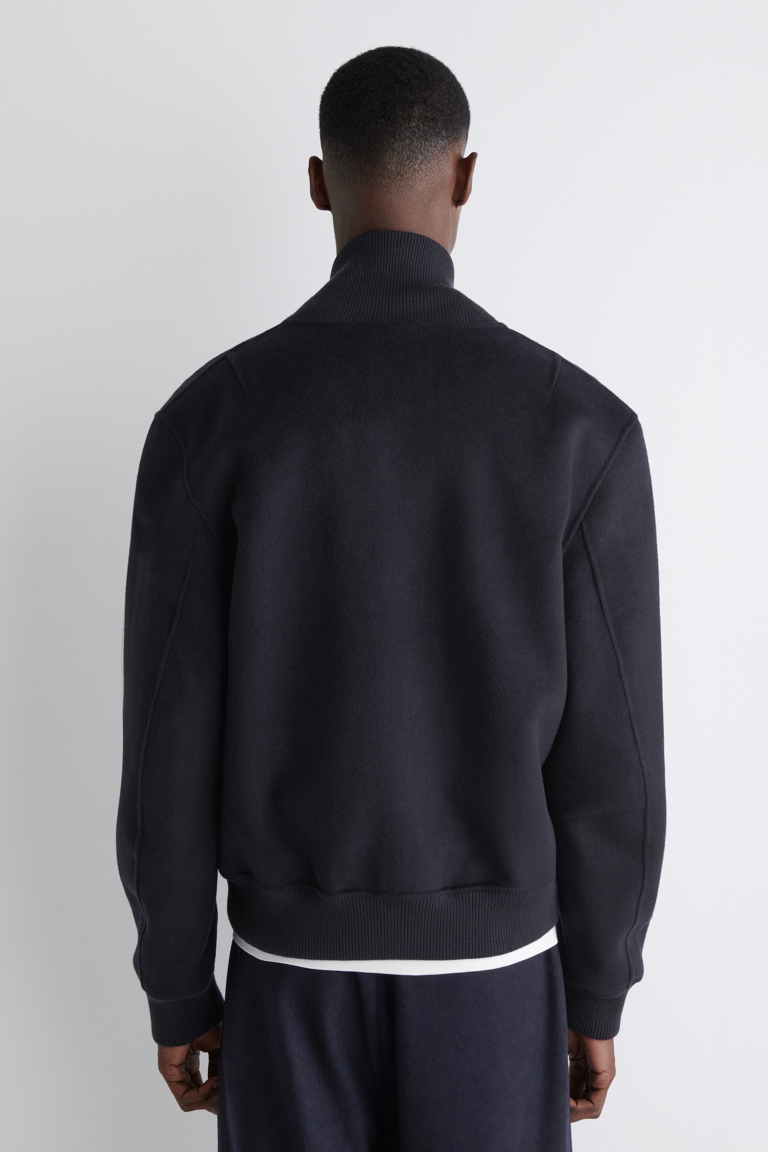 SPLIT WOOL BOMBER JACKET - NAVY/DARK GREY - 5