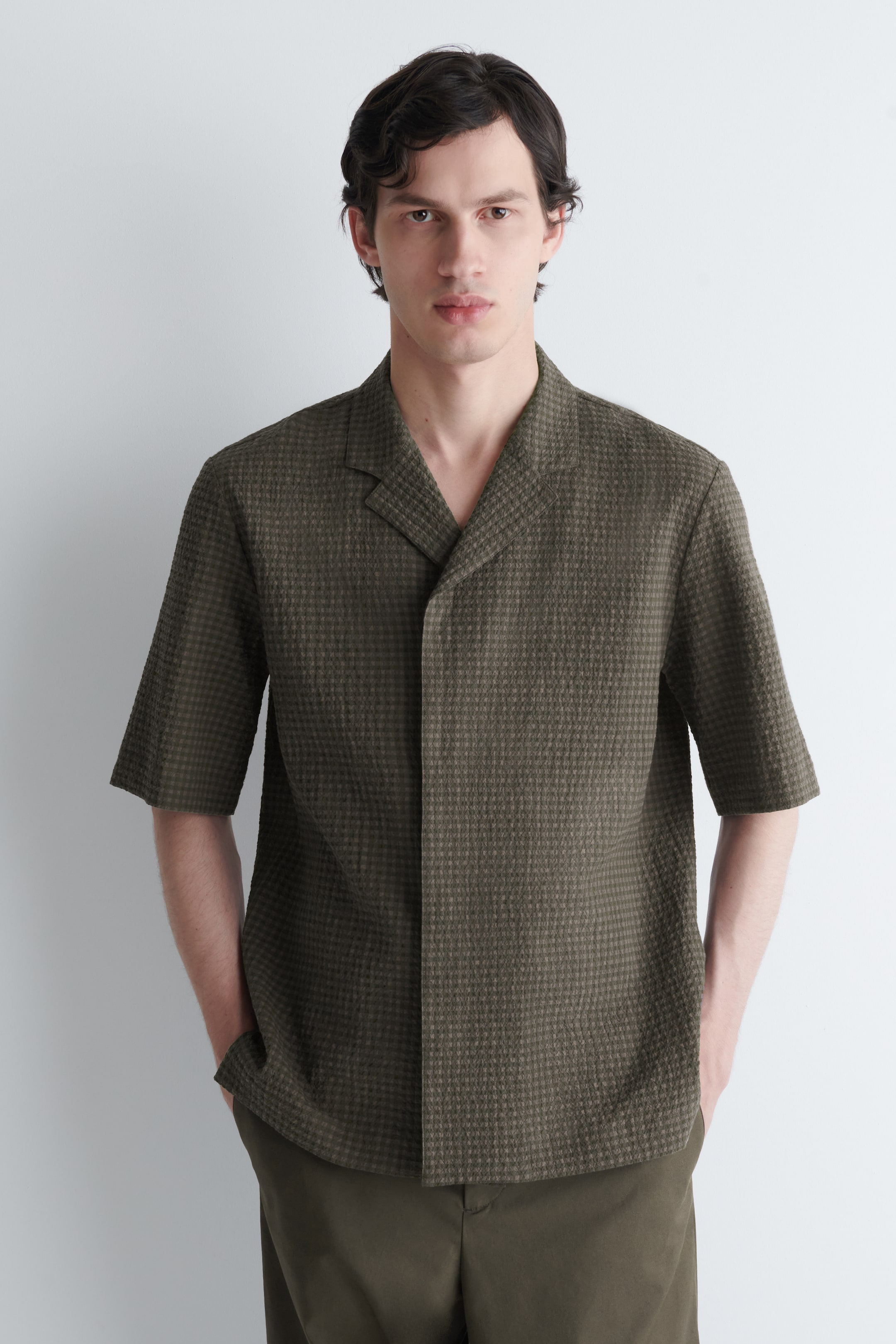 Grotere afbeelding bekijken: Seersucker-resorthemd - Grijs / geruit - HEREN | H&M BE 1