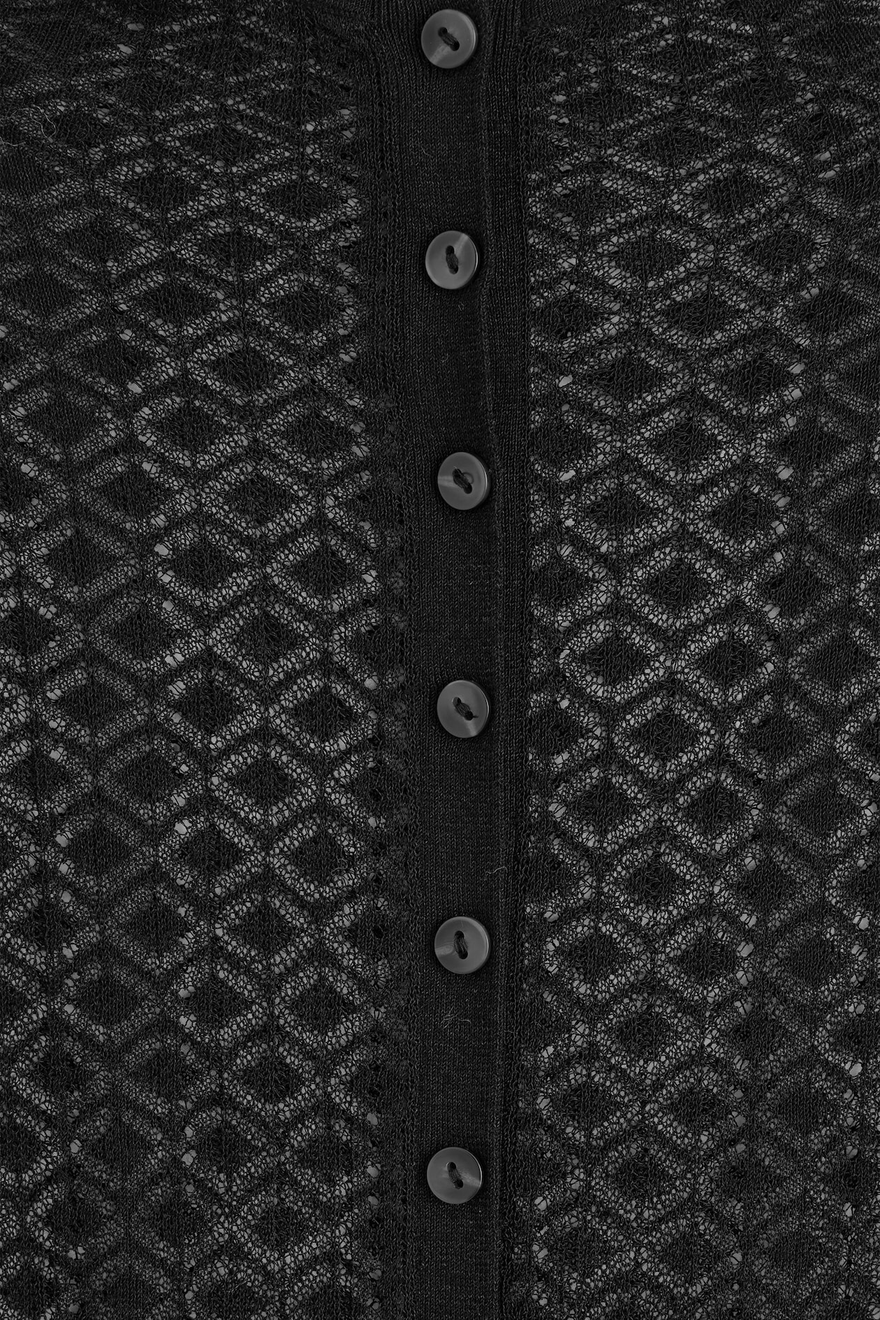 DIAMOND KNIT LACE CARDIGAN — BLACK