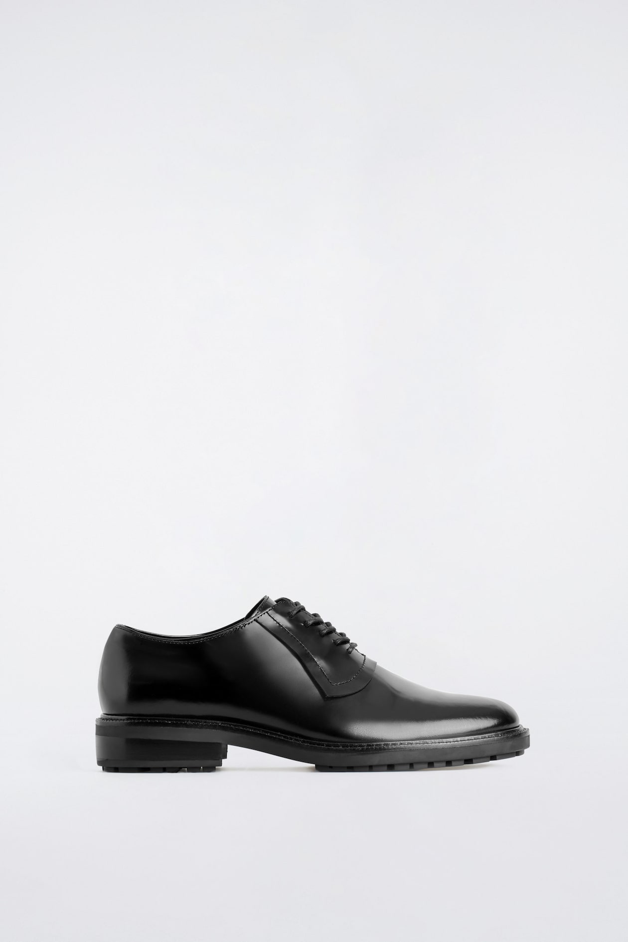 LEATHER OXFORD SHOES — BLACK