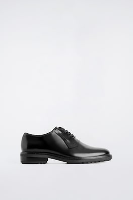 LEATHER OXFORD SHOES — BLACK 3