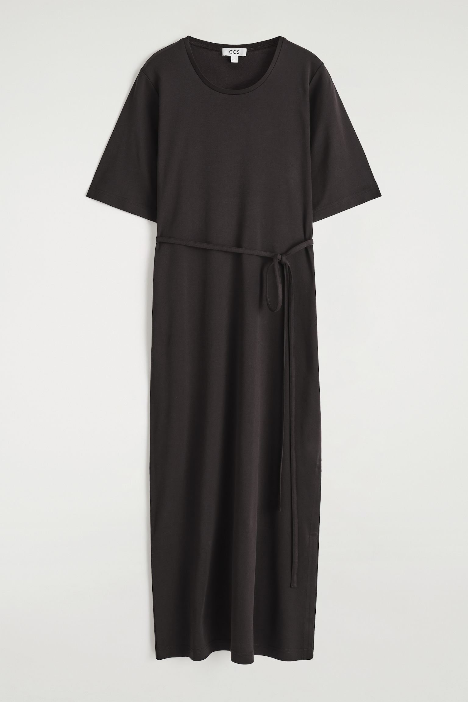 BELTED MIDI T-SHIRT DRESS - DARK BROWN/NAVY - 2