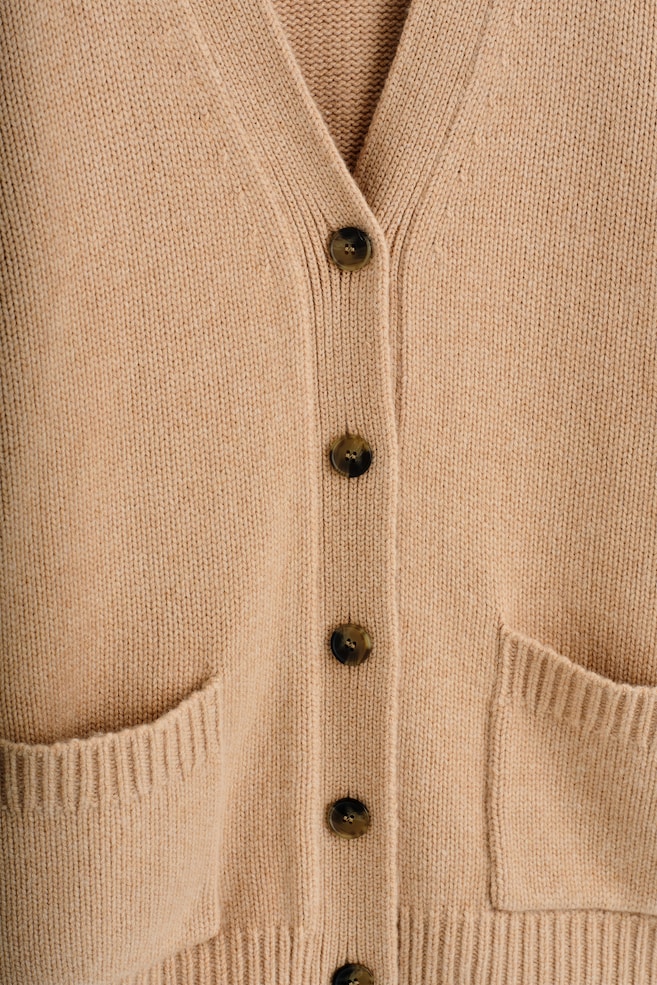 OVERSIZED MERINO WOOL CARDIGAN — OATMEAL MÉLANGE