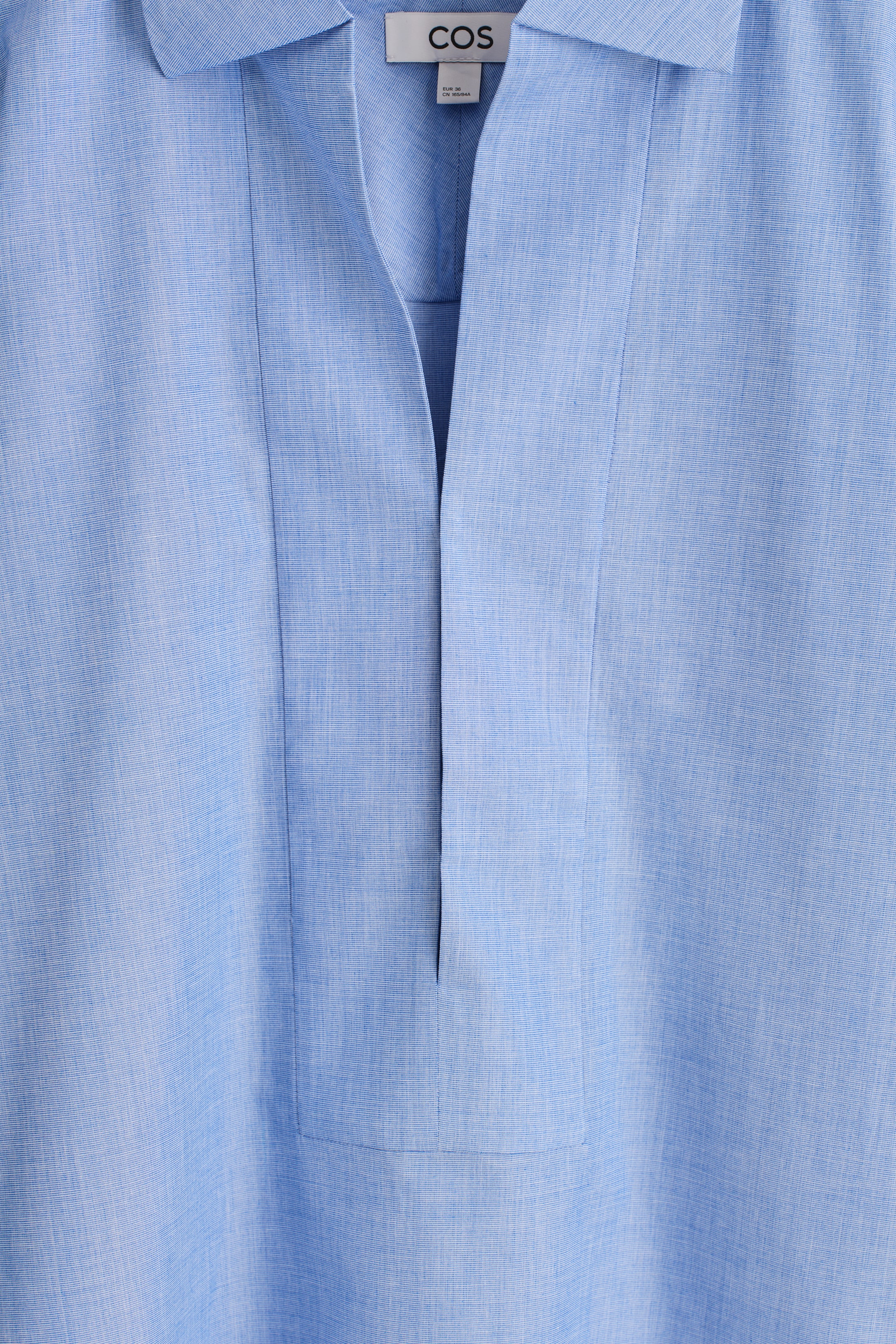 Ingrandisci l'immagine: LONGLINE COTTON SHIRT - BLUE MÉLANGE - DONNA | H&M CH 7