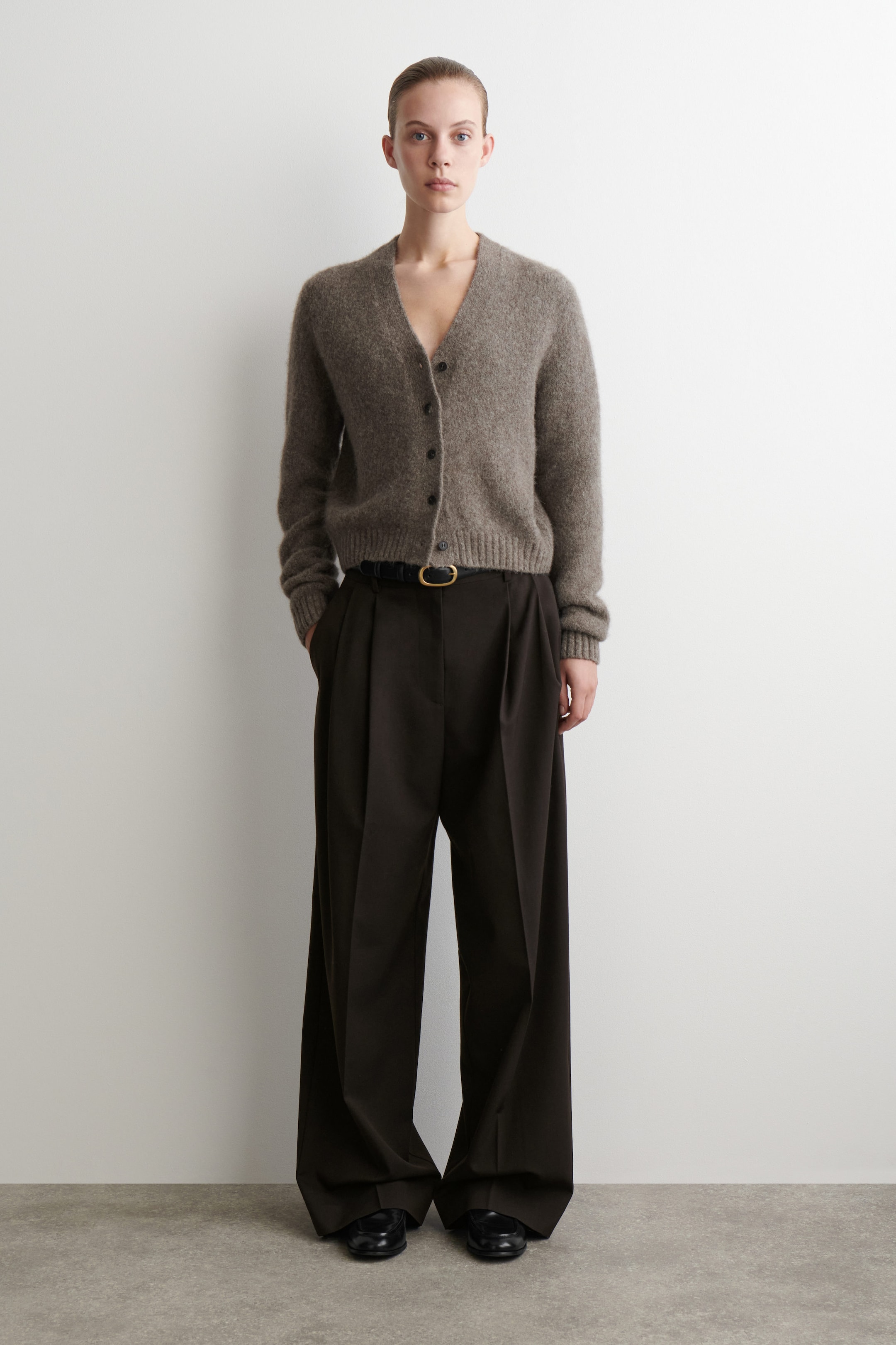 CROPPED ALPACA-BLEND CARDIGAN