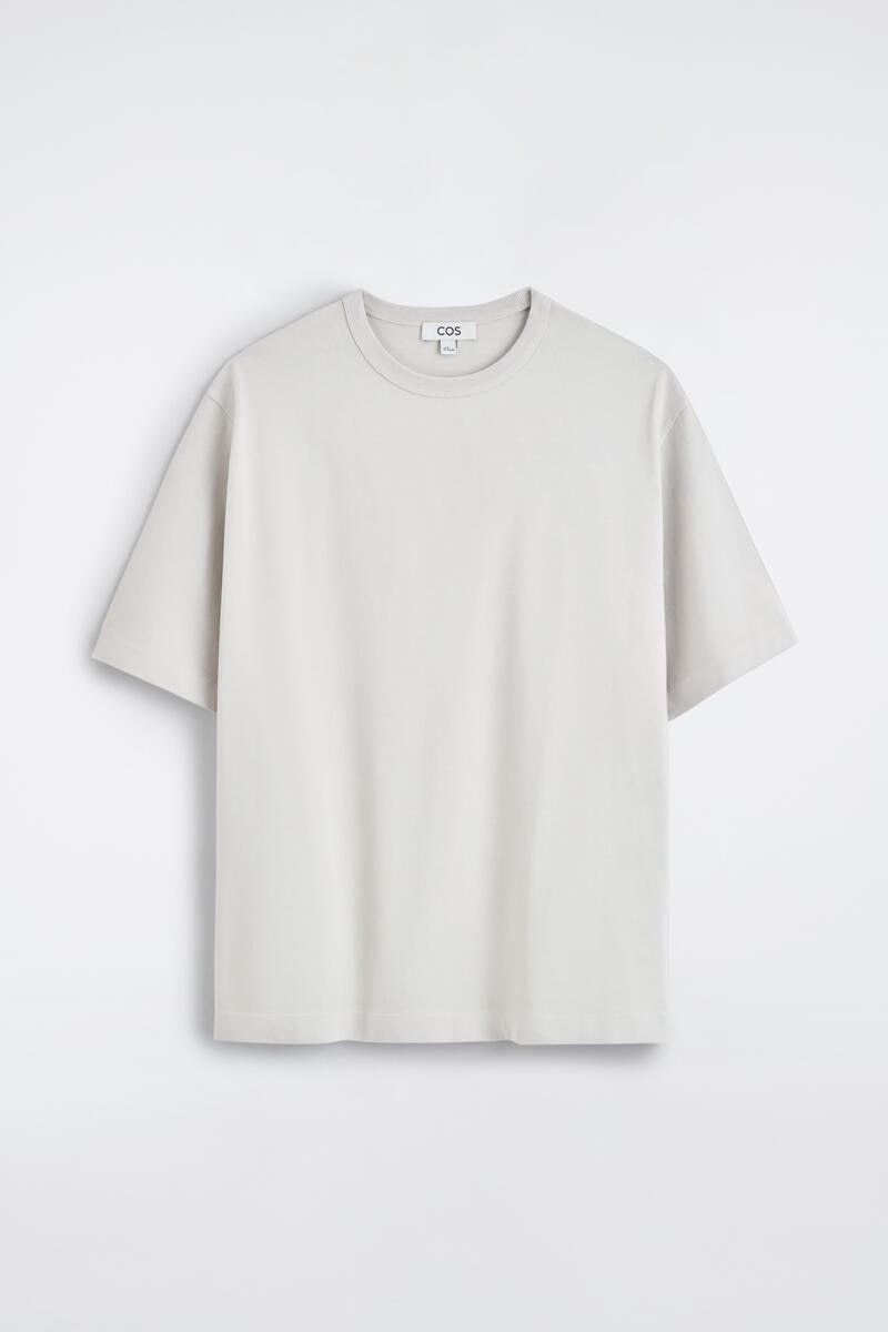 Relaxed Garment-Washed Cotton T-Shirt in Light Blue