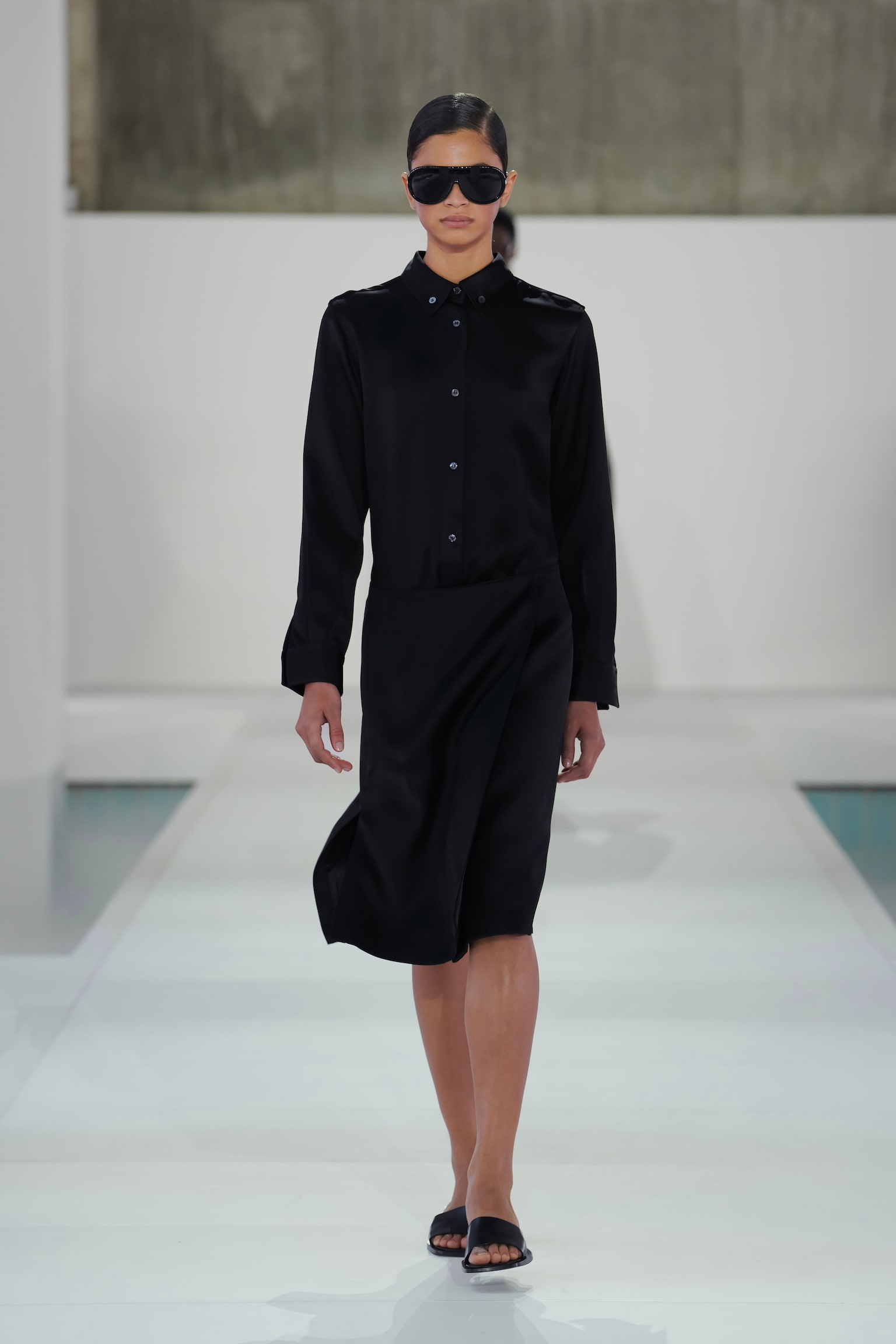 Sateng omslagskjørt-SVART - 6