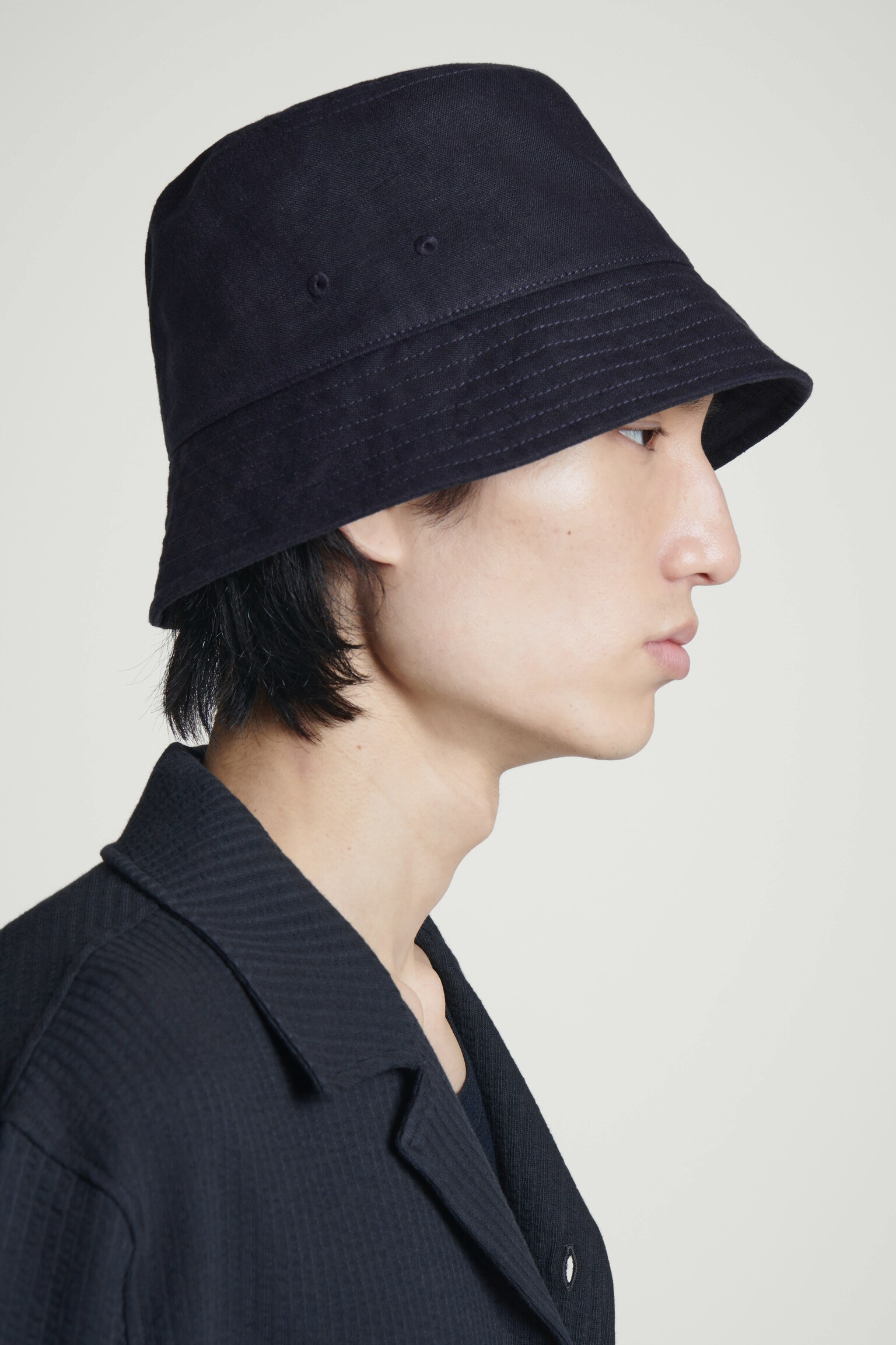 GORRO PESCADOR DE LINO - AZUL MARINO/TOPO - 3