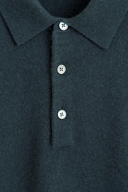 PURE CASHMERE POLO SWEATER — CHARCOAL 6