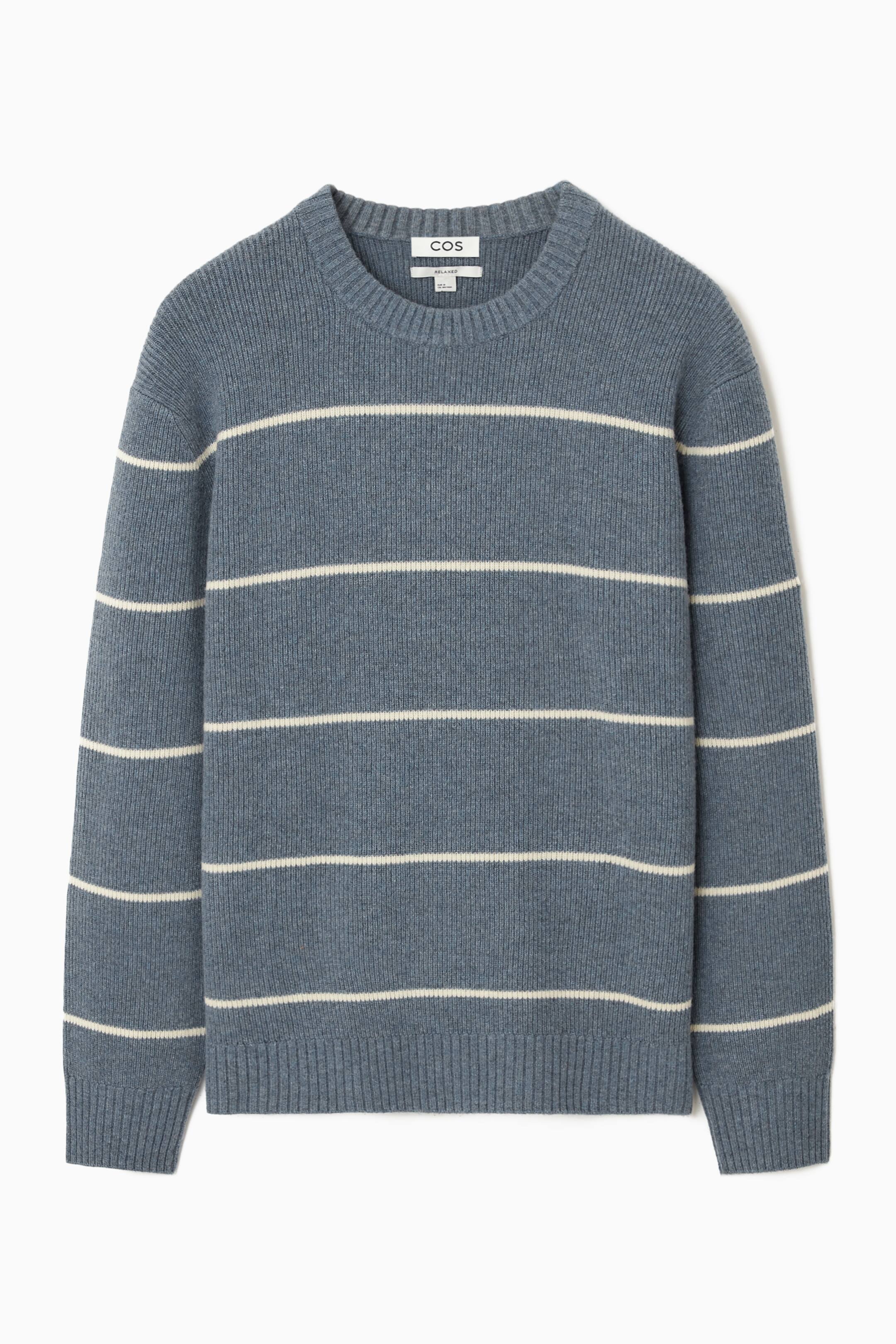 Agrandir l'image: PULL RAYÉ EN MAILLE DE LAINE-YAK - BLUE / CREAM / STRIPED - HOMME | H&M BE 1