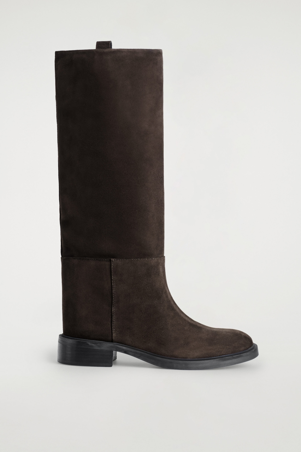 SUEDE RIDING BOOTS — BROWN