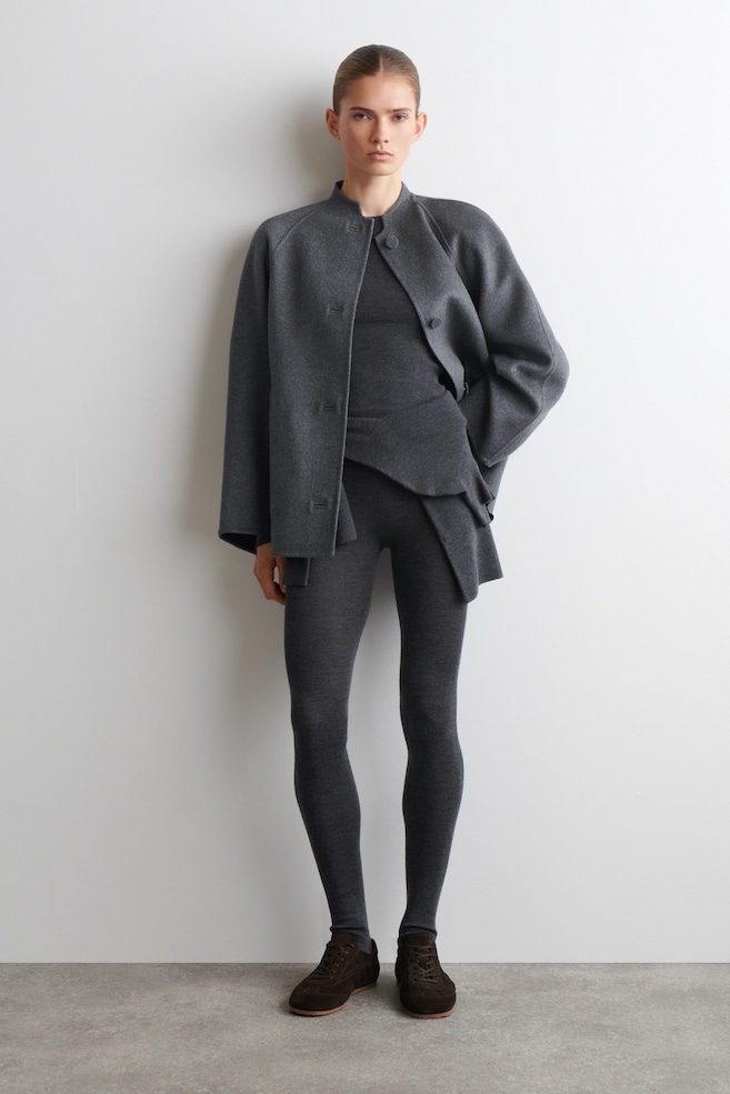 SEAMLESS MERINO WOOL LEGGINGS — CHARCOAL MÉLANGE