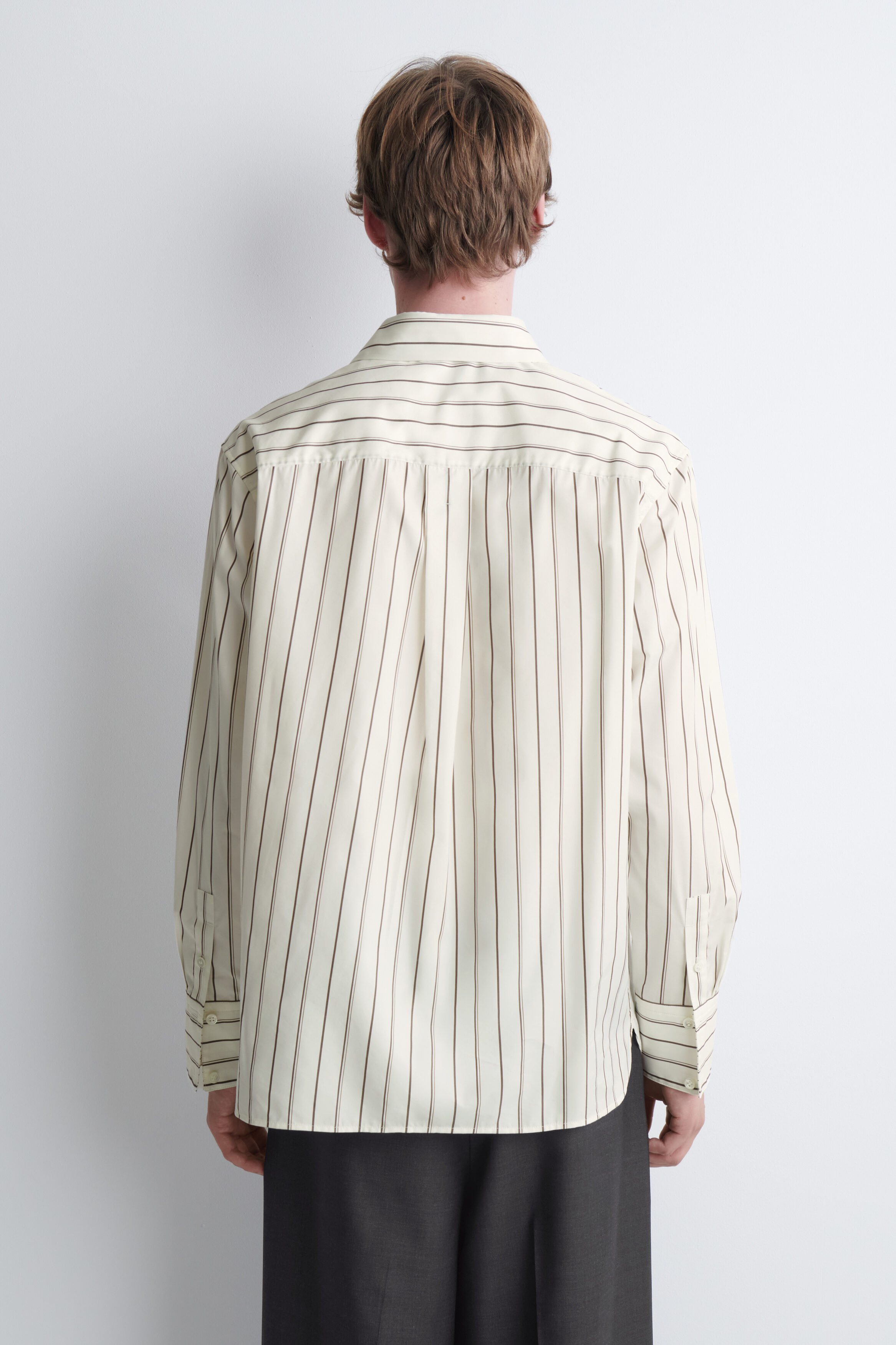 STRIPED STRUCTURED COTTON-SILK SHIRT - thumbnail 5