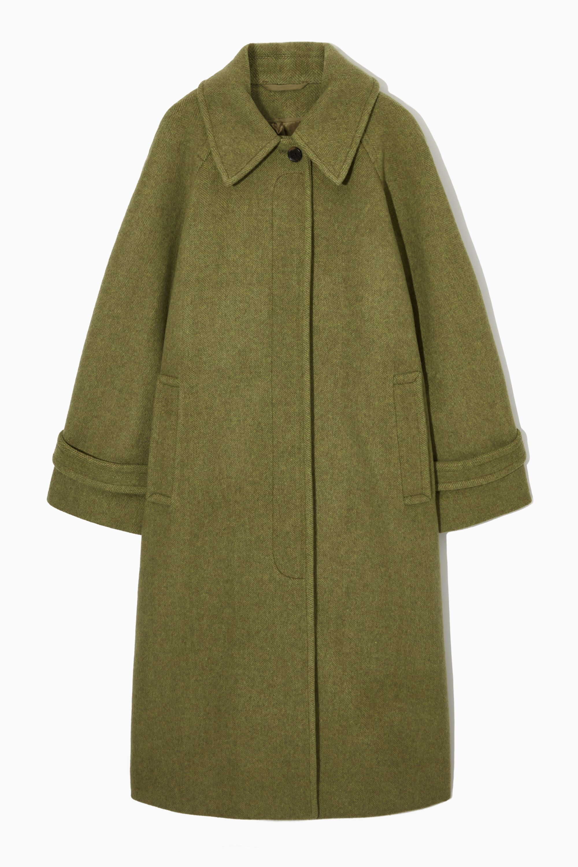 OVERSIZED ROUNDED WOOL COAT - GREEN | COS
