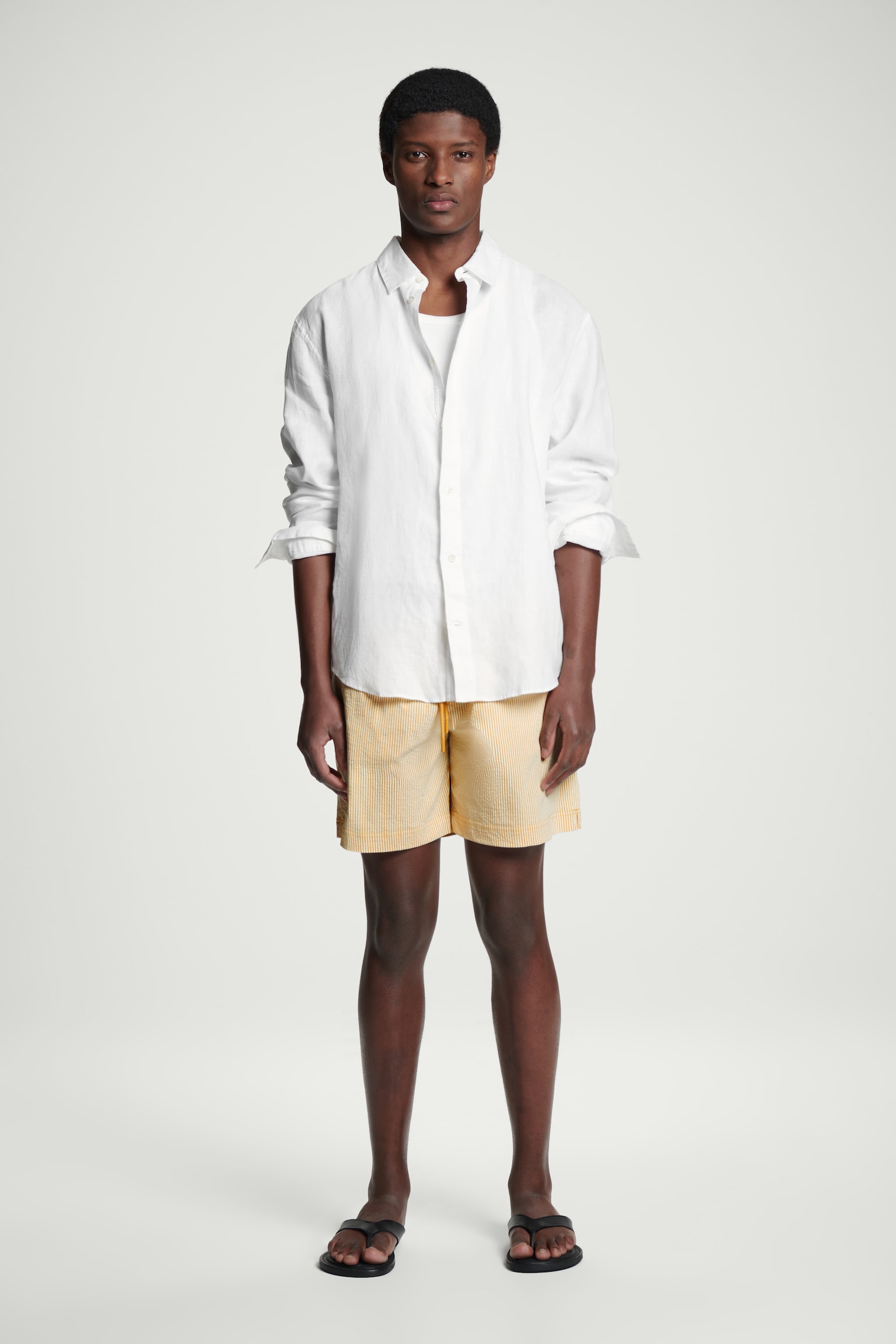 STRIPED SEERSUCKER SWIM SHORTS - YELLOW / STRIPED/BLUE / STRIPED