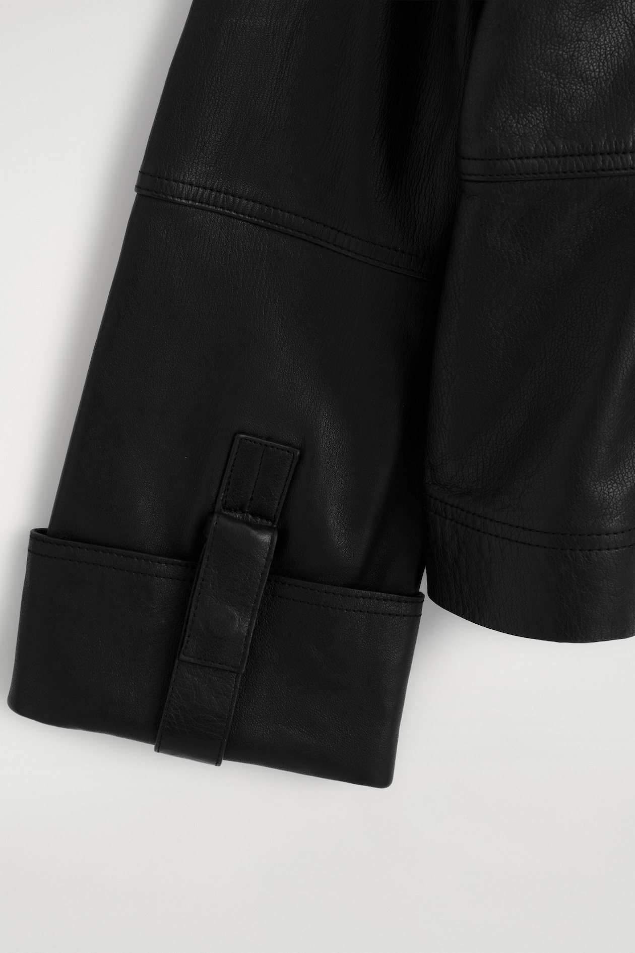 LEATHER WORKWEAR JACKET — BLACK