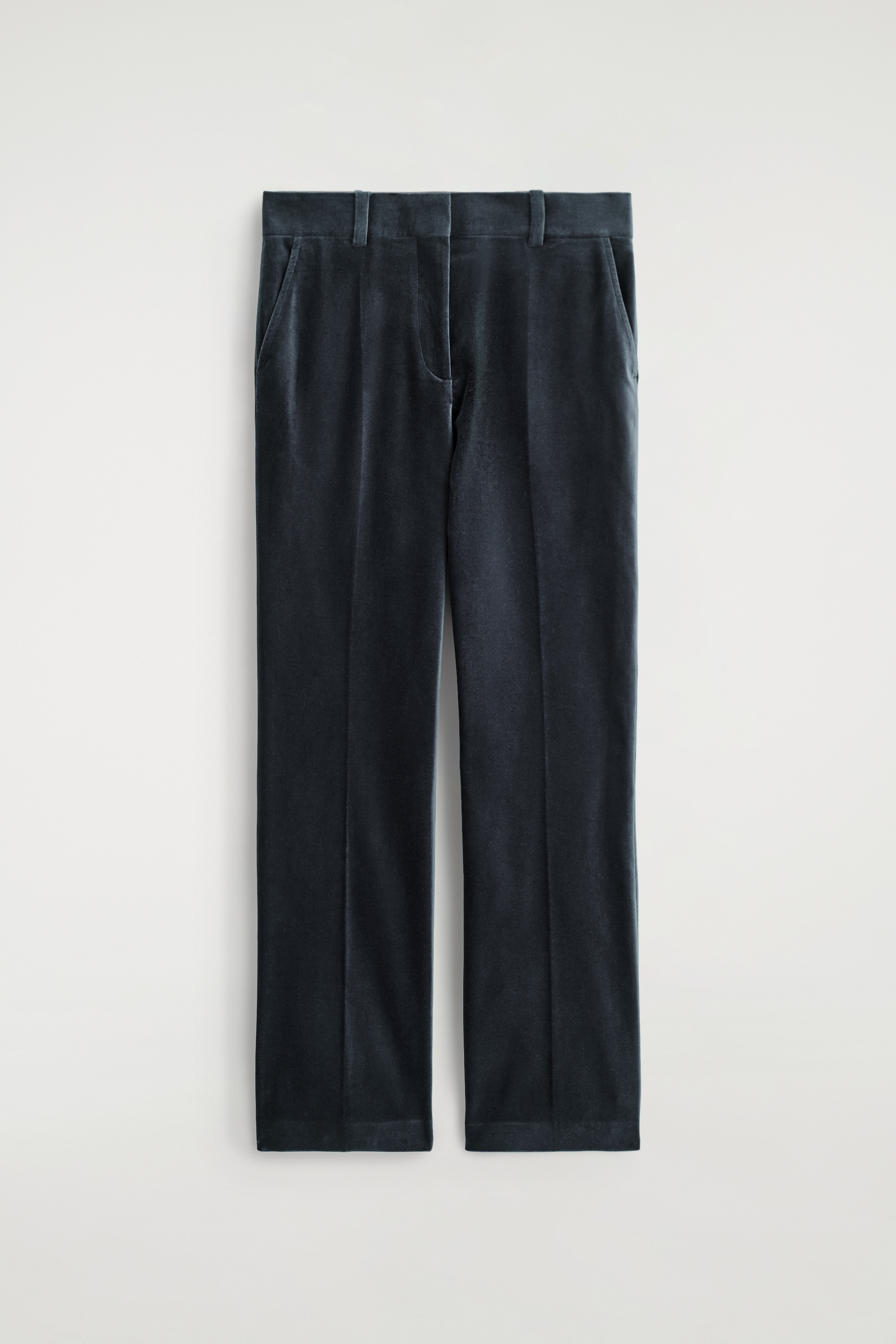 VELVET STRAIGHT-LEG TROUSERS - NAVY