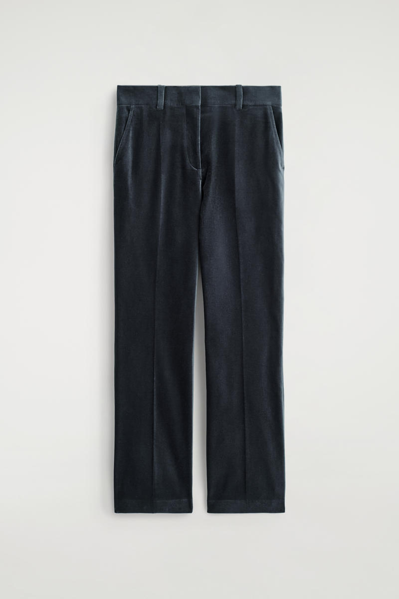 Cos Velvet Straight-leg Trousers In Bleu In Blue