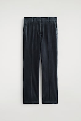 VELVET STRAIGHT-LEG TROUSERS — NAVY 3