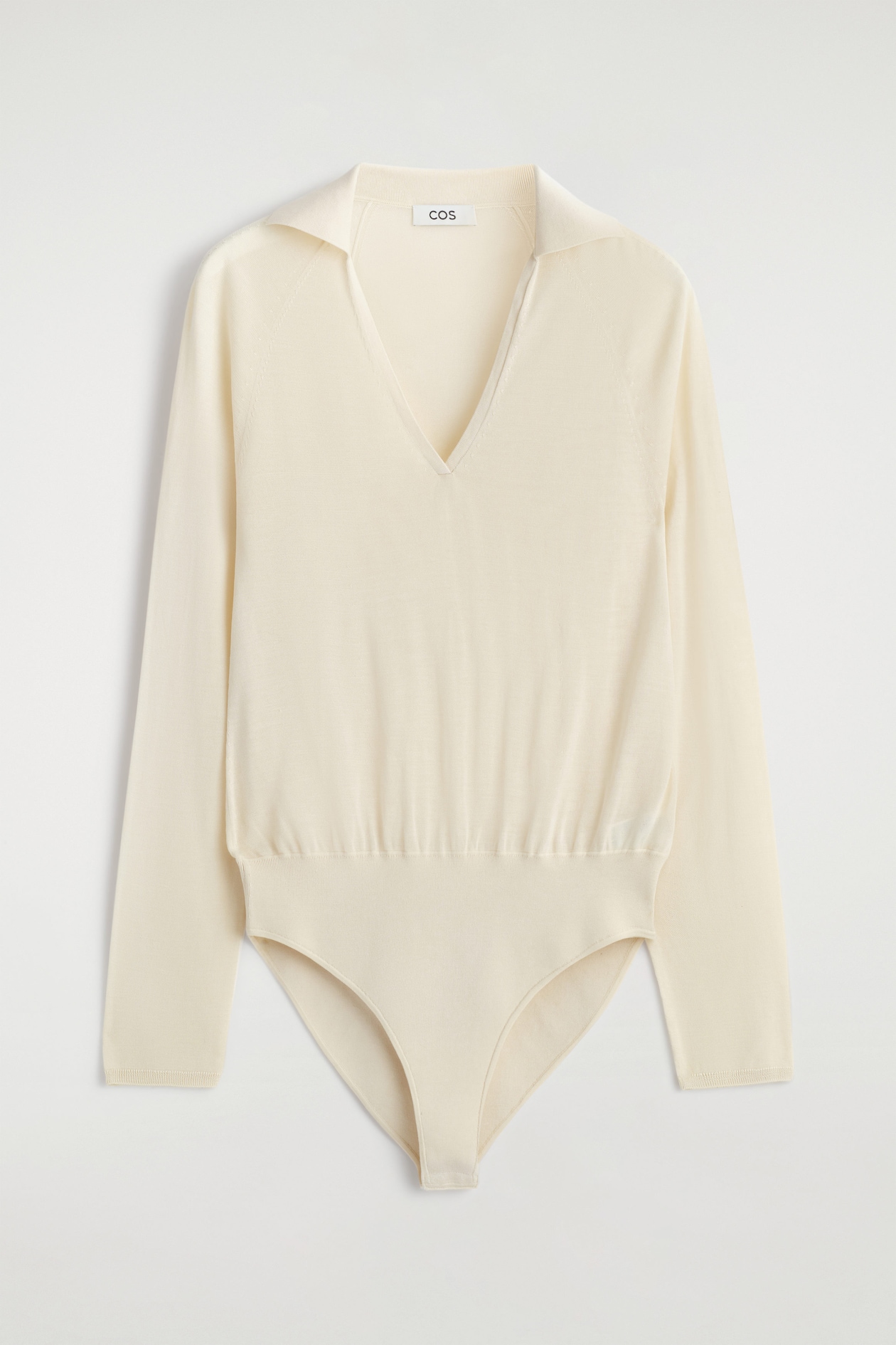 SHEER KNITTED SILK-CASHMERE BODYSUIT — IVORY