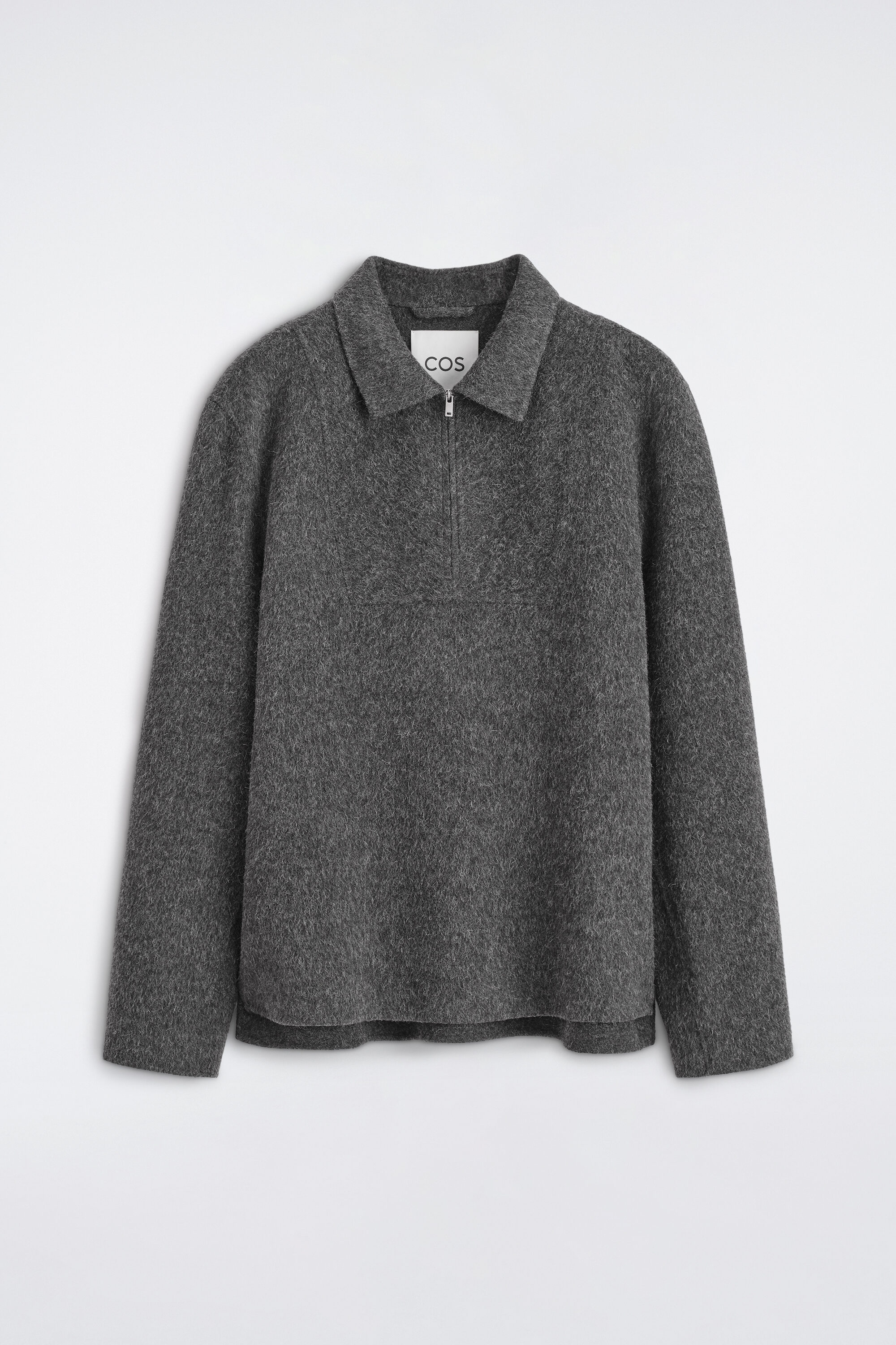DOUBLE-FACED WOOL-BLEND ZIP-UP OVERSHIRT - GRAY MÉLANGE | COS US DOUBLE-FACED WOOL-BLEND ZIP-UP OVERSHIRT - GRAY MÉLANGE | COS US
