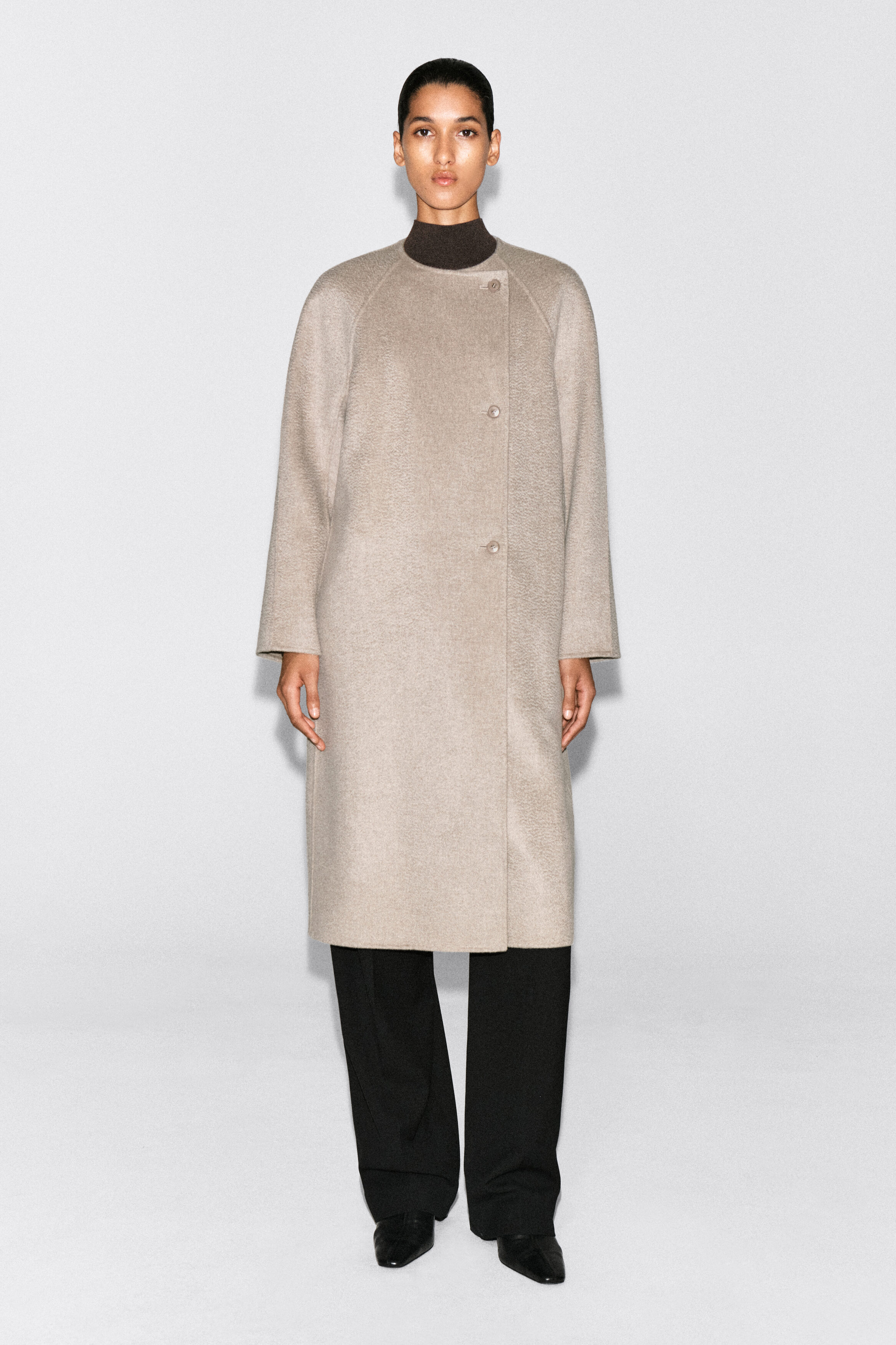 DOUBLE-FACED CASHMERE LONG COAT - OAT | COS DK