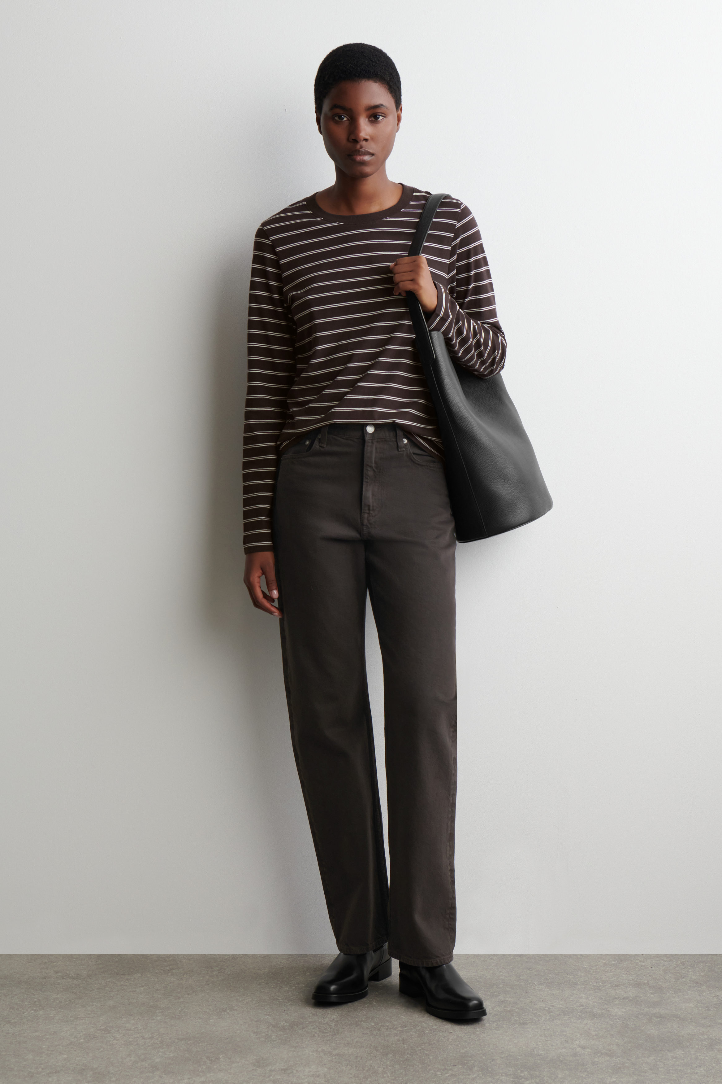 24/7 LONG-SLEEVED T-SHIRT - BROWN / STRIPED | COS US