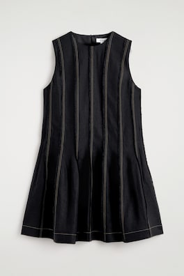SCULPTED PLEATED MINI DRESS — BLACK 10