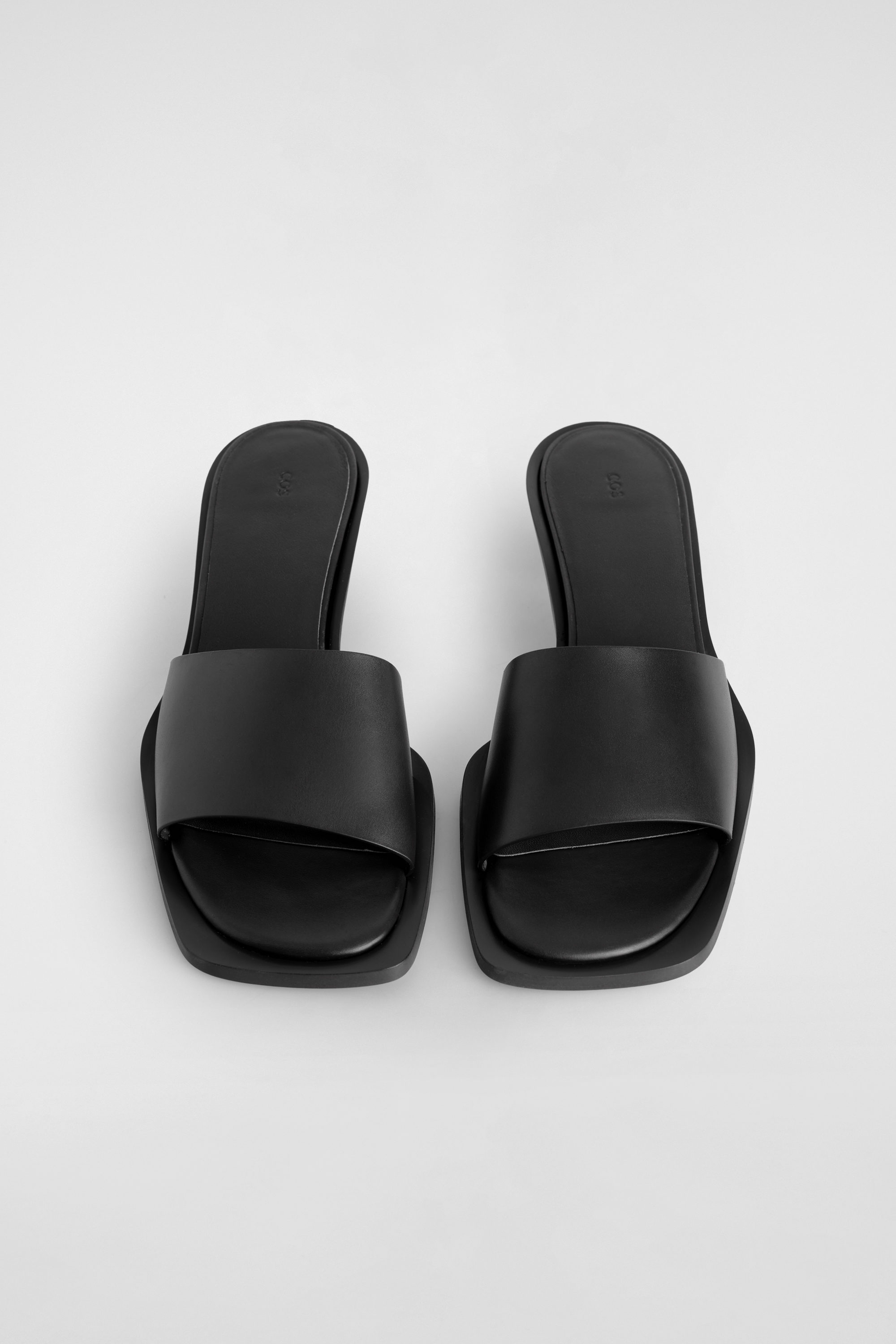 Leather Kitten-Heel Mules - Black