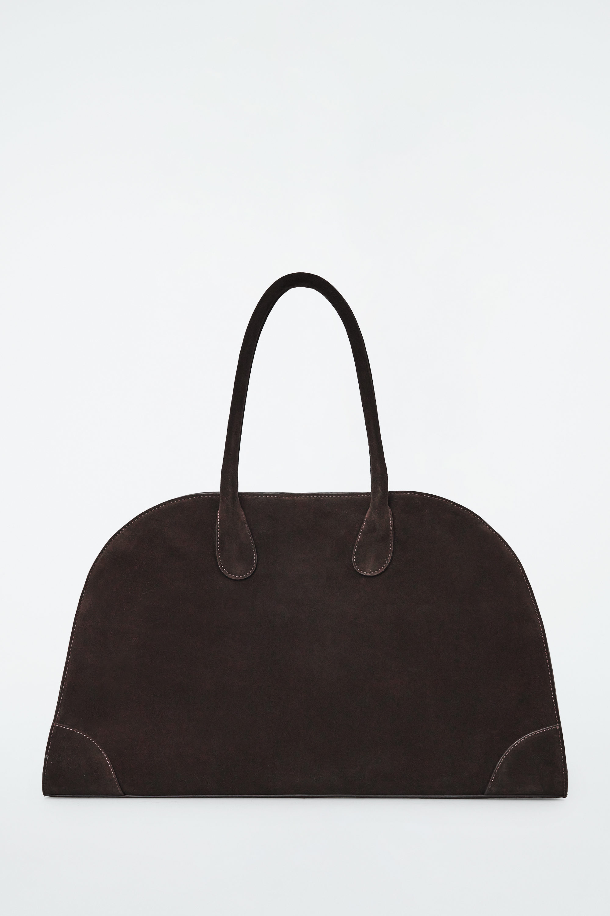 STUDIO BOWLING BAG - LEATHER - DARK-BROWN SUEDE | COS