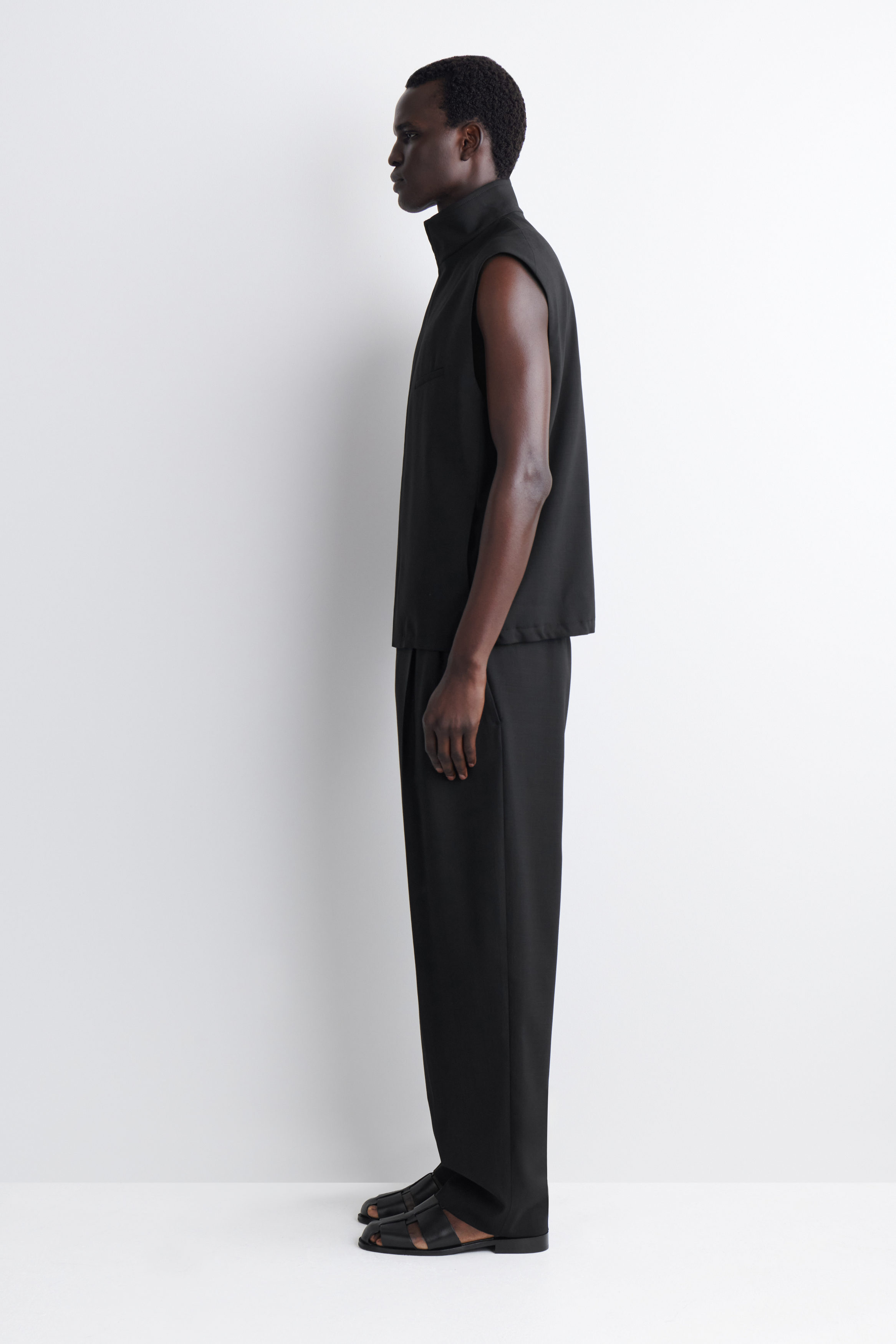 TAILORED FUNNEL-NECK WOOL GILET - CARBON | COS