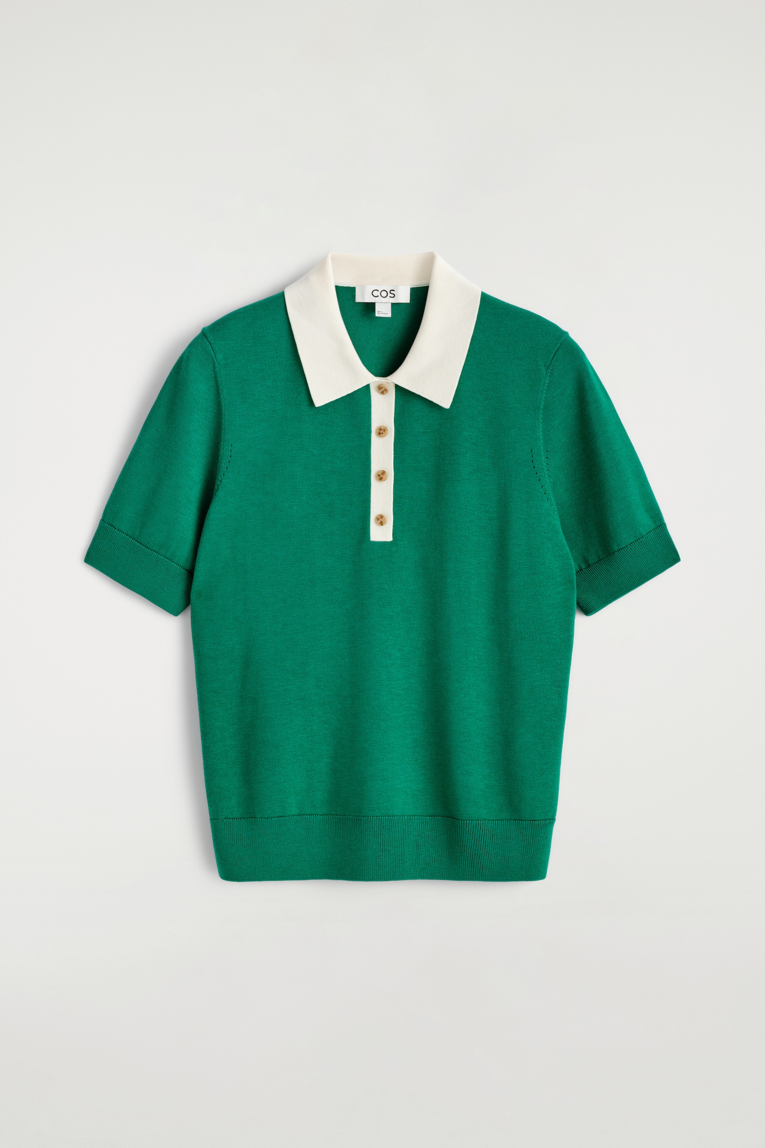 Ingekort poloshirt van wolmix - groen / wit/DONKERBRUIN/Beige gemêleerd/Bruin / Blauw/BLAUW - 2