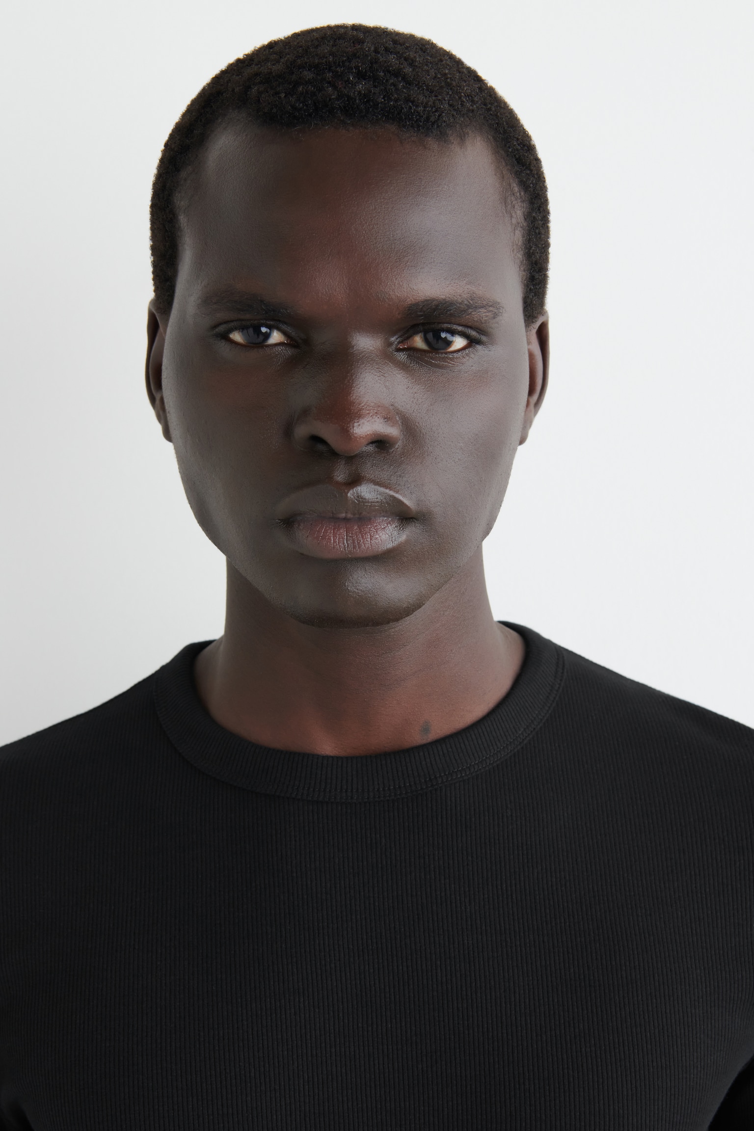 SLIM RIBBED COTTON LONG-SLEEVED T-SHIRT - BLACK/WHITE - 7