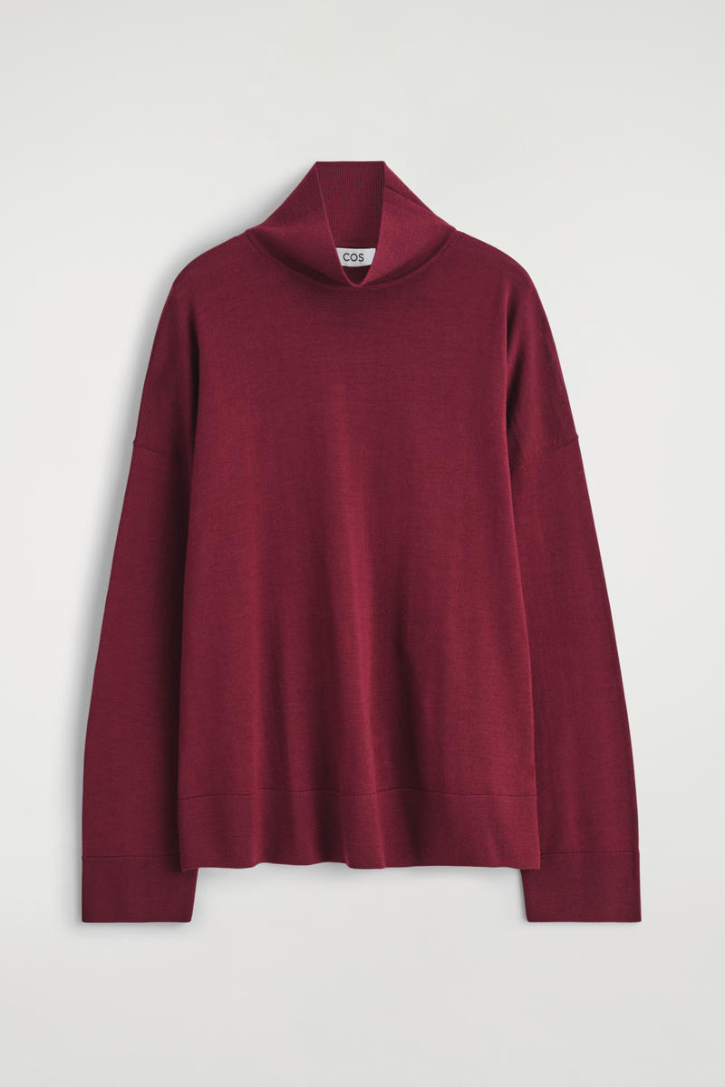 Cos Maglione Dolcevita In Lana Merino In Red