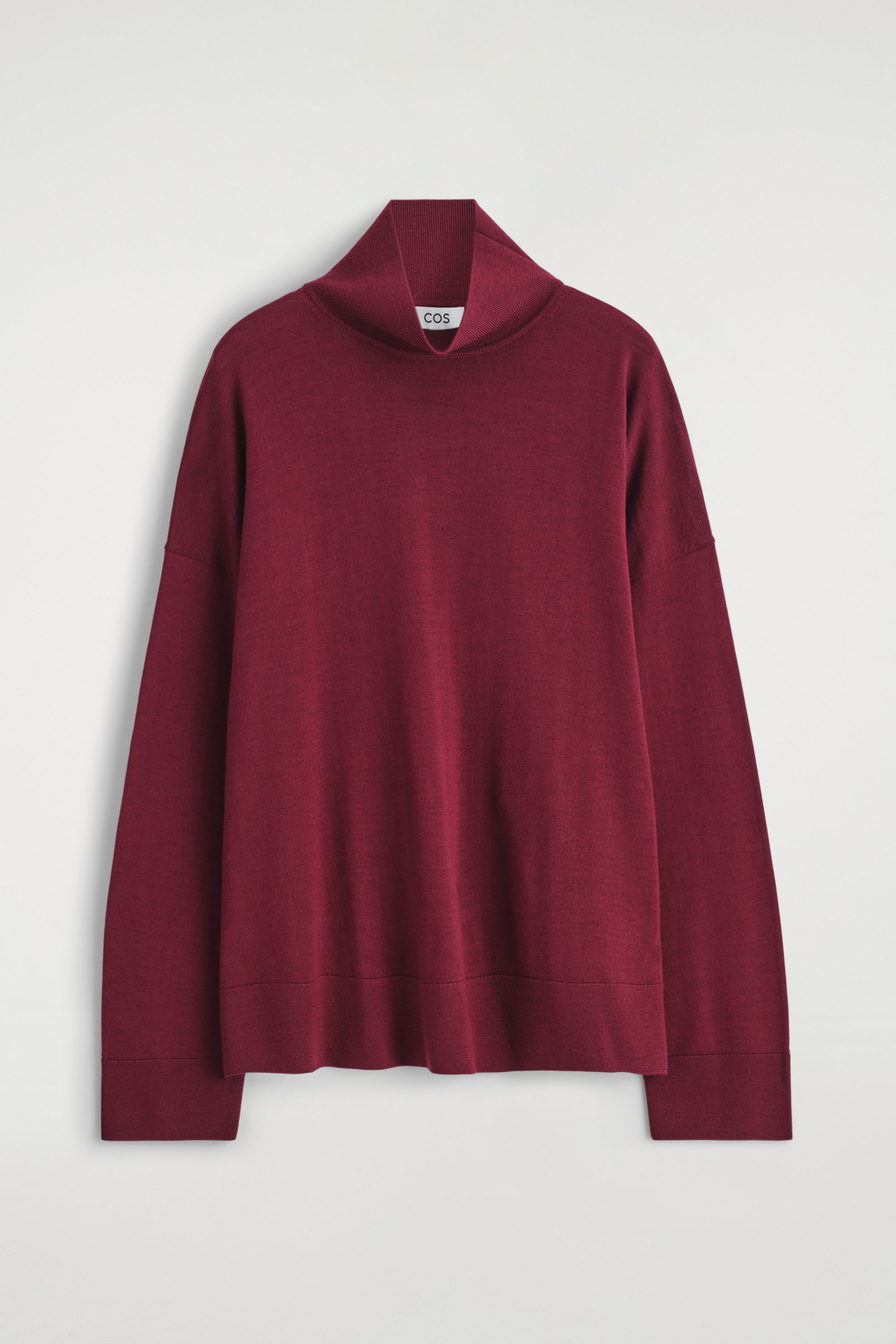 MERINO WOOL TURTLENECK JUMPER - DARK-RED MÉLANGE | COS