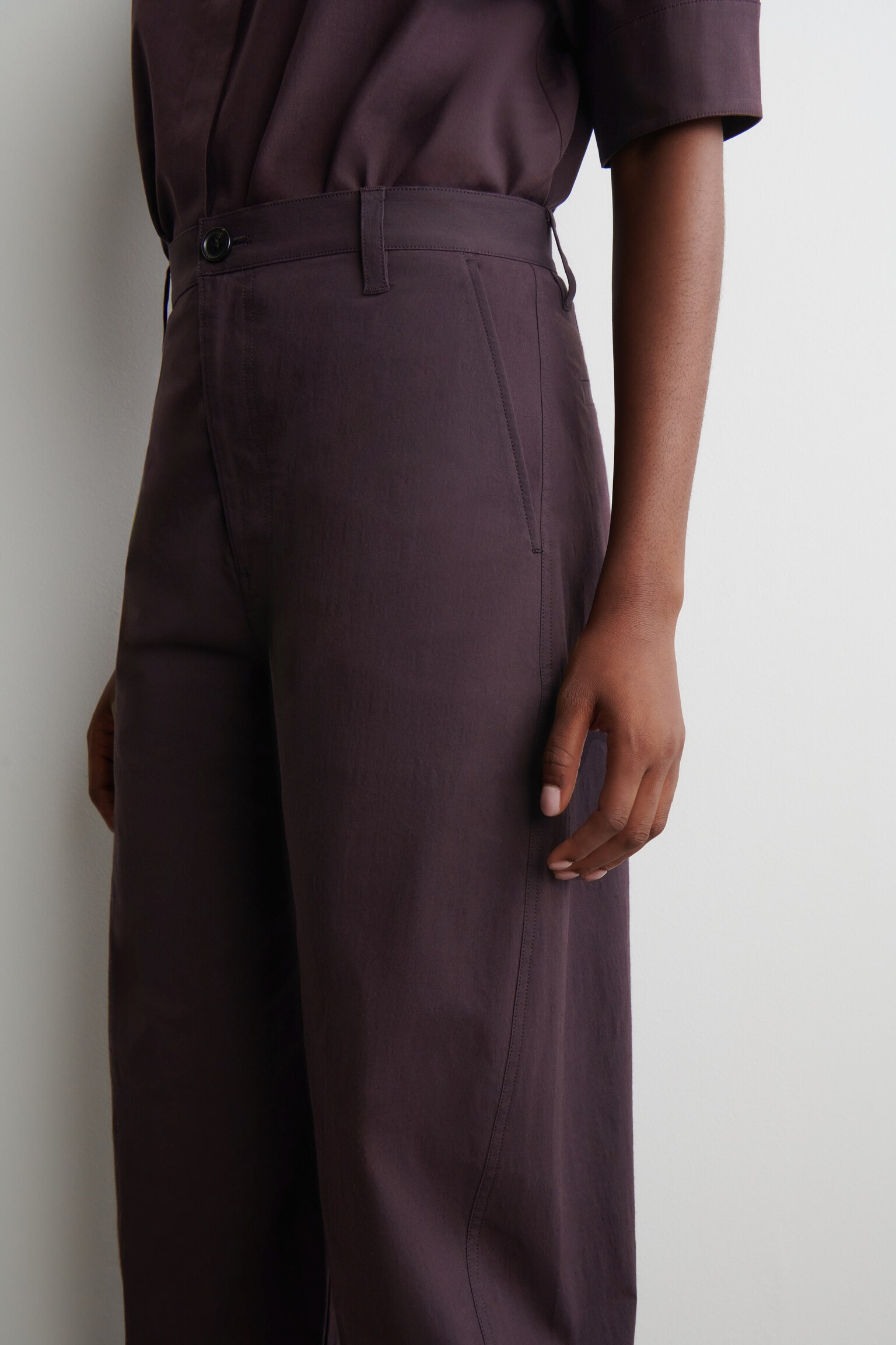 מכנסי חבית כותנה - סגול - 3