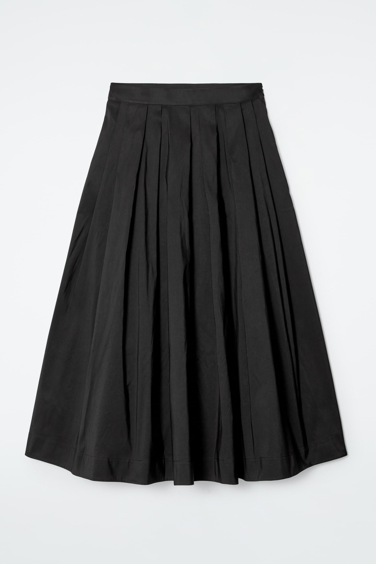 PLEATED A-LINE MIDI SKIRT - BLACK