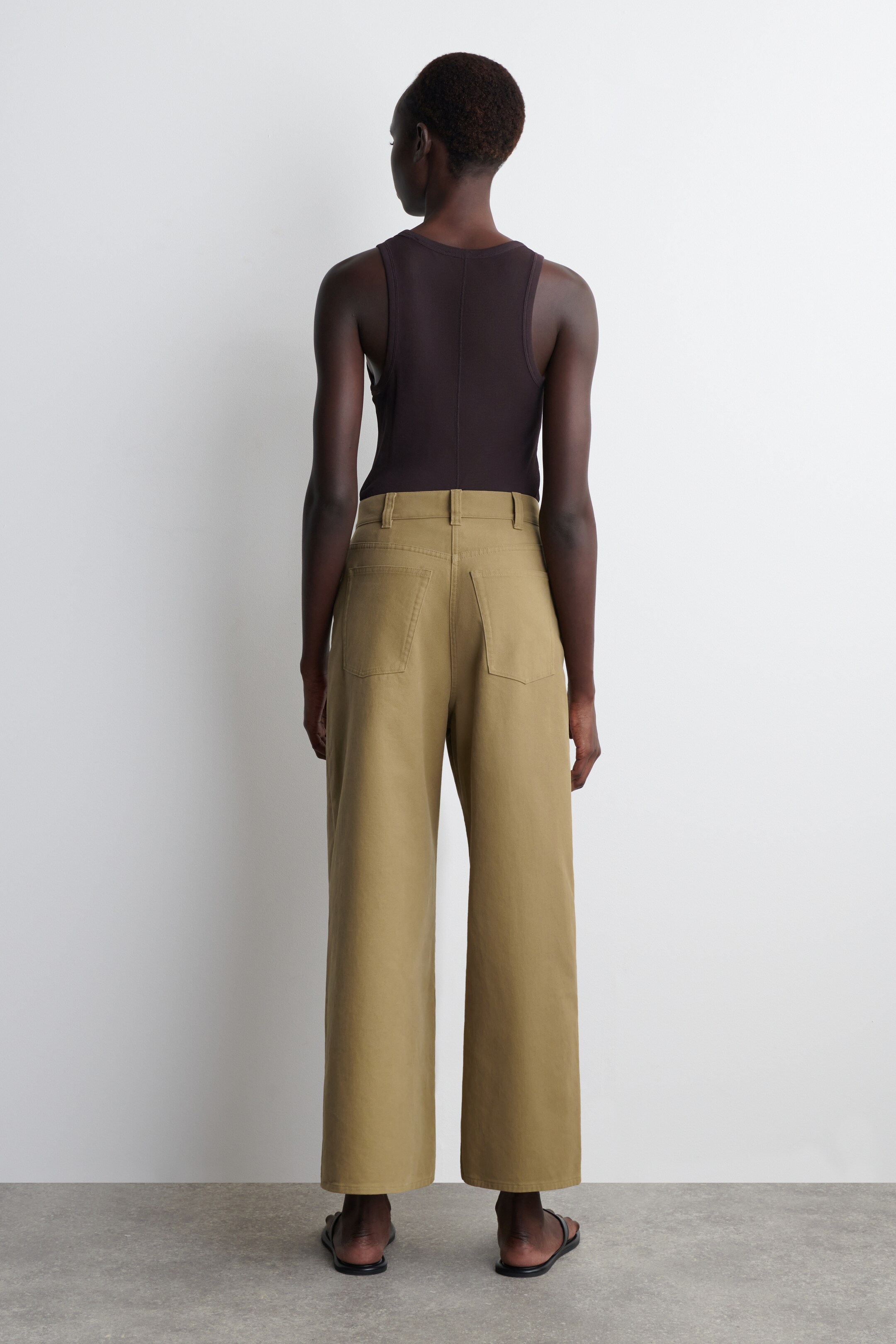 Ver imagem maior: Calças de algodão cropped de perna larga - Camel - SENHORA | H&M PT 2