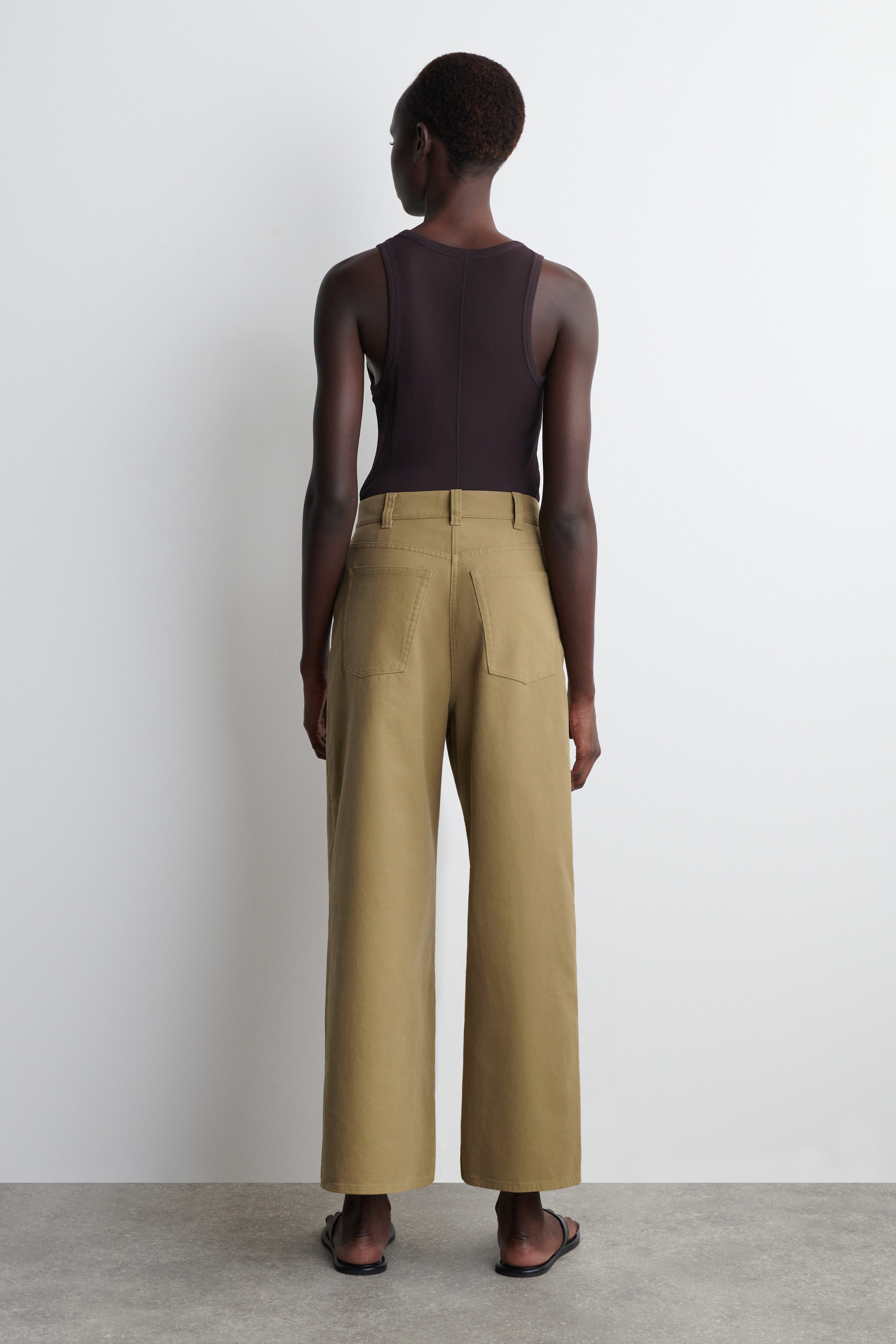 COTTON CROPPED WIDE-LEG TROUSERS