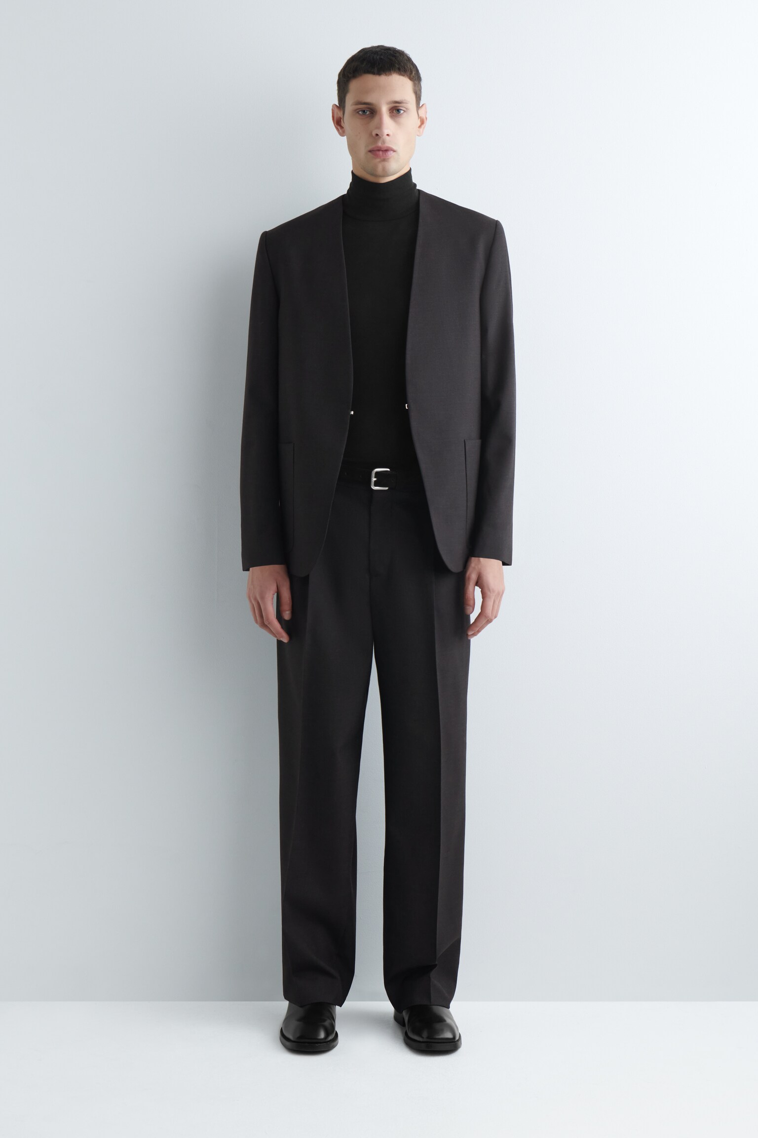 PLEATED WOOL TROUSERS - CHARCOAL - 5