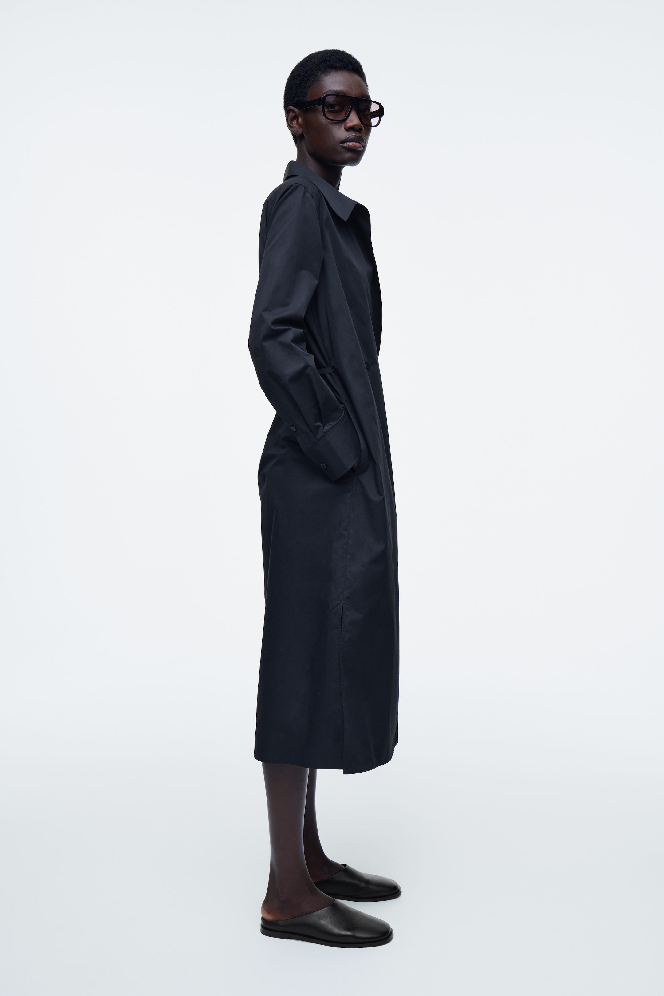 DOUBLE-BREASTED MIDI SHIRT DRESS